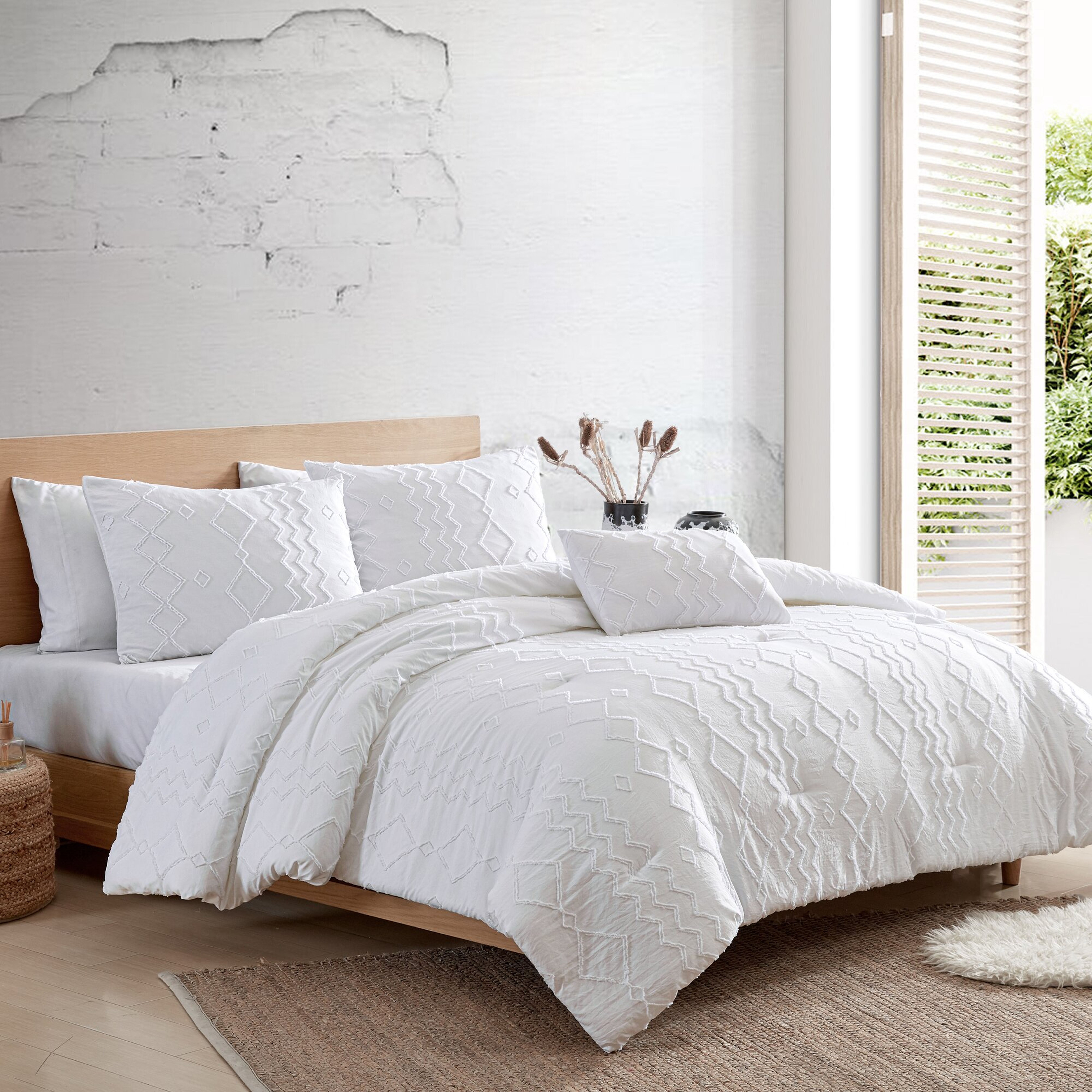 White Microfiber Reversible 4 Piece Comforter Set - Wayfair