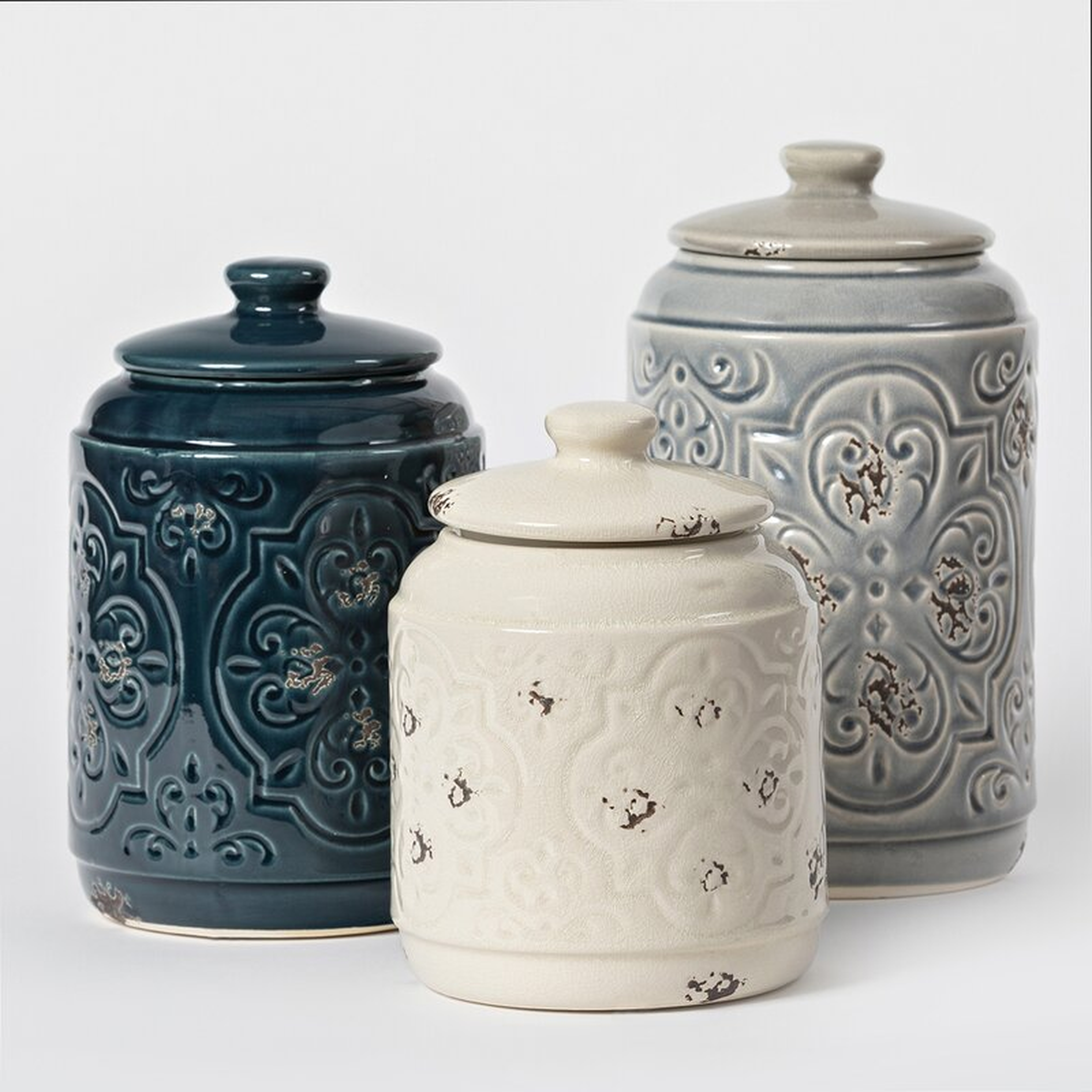 Rustic Quilted 3 Piece Kitchen Canister Set - Wayfair