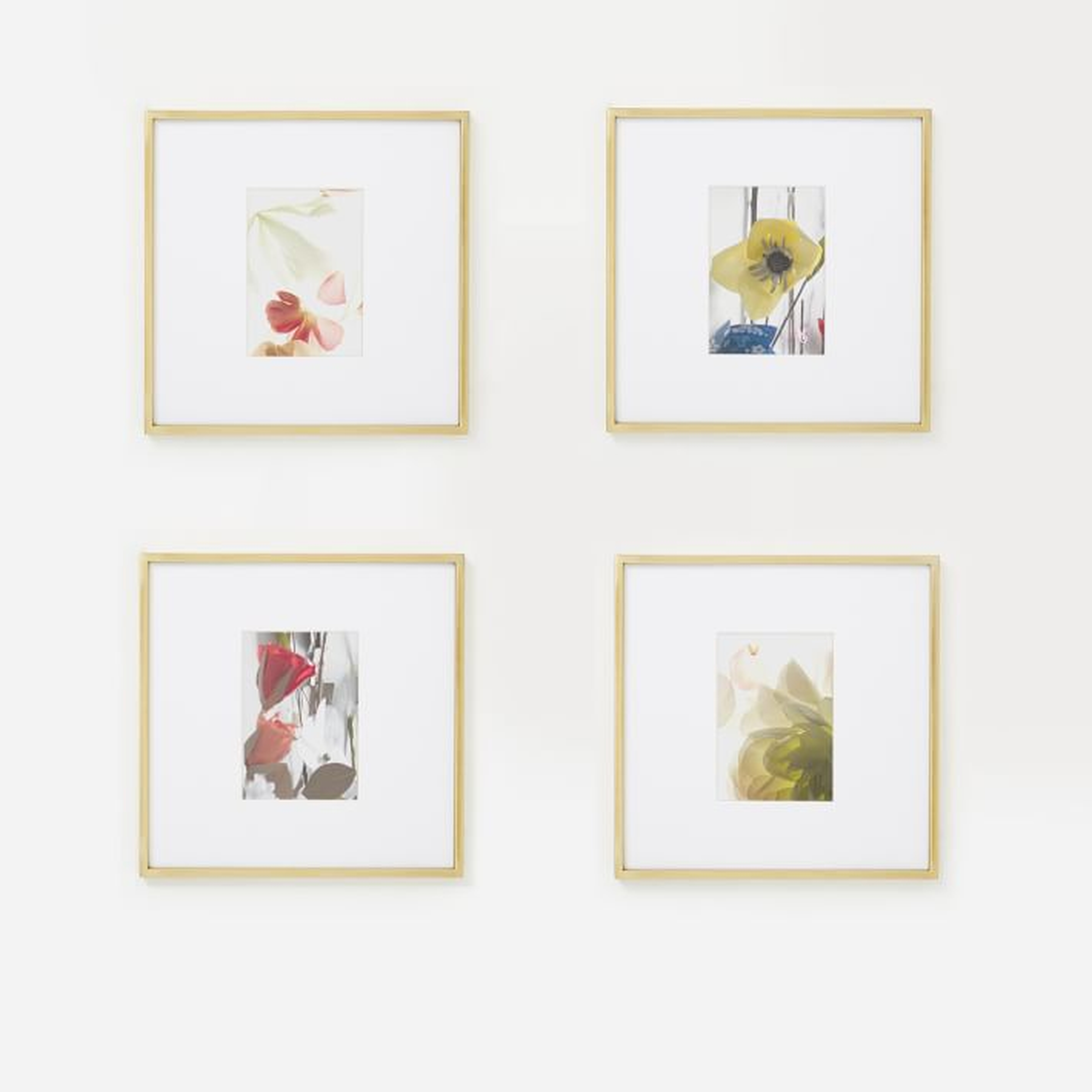 Gallery Frame, Polished Brass, Set of 4, 5" x 7" (12" x 12" without mat) - West Elm