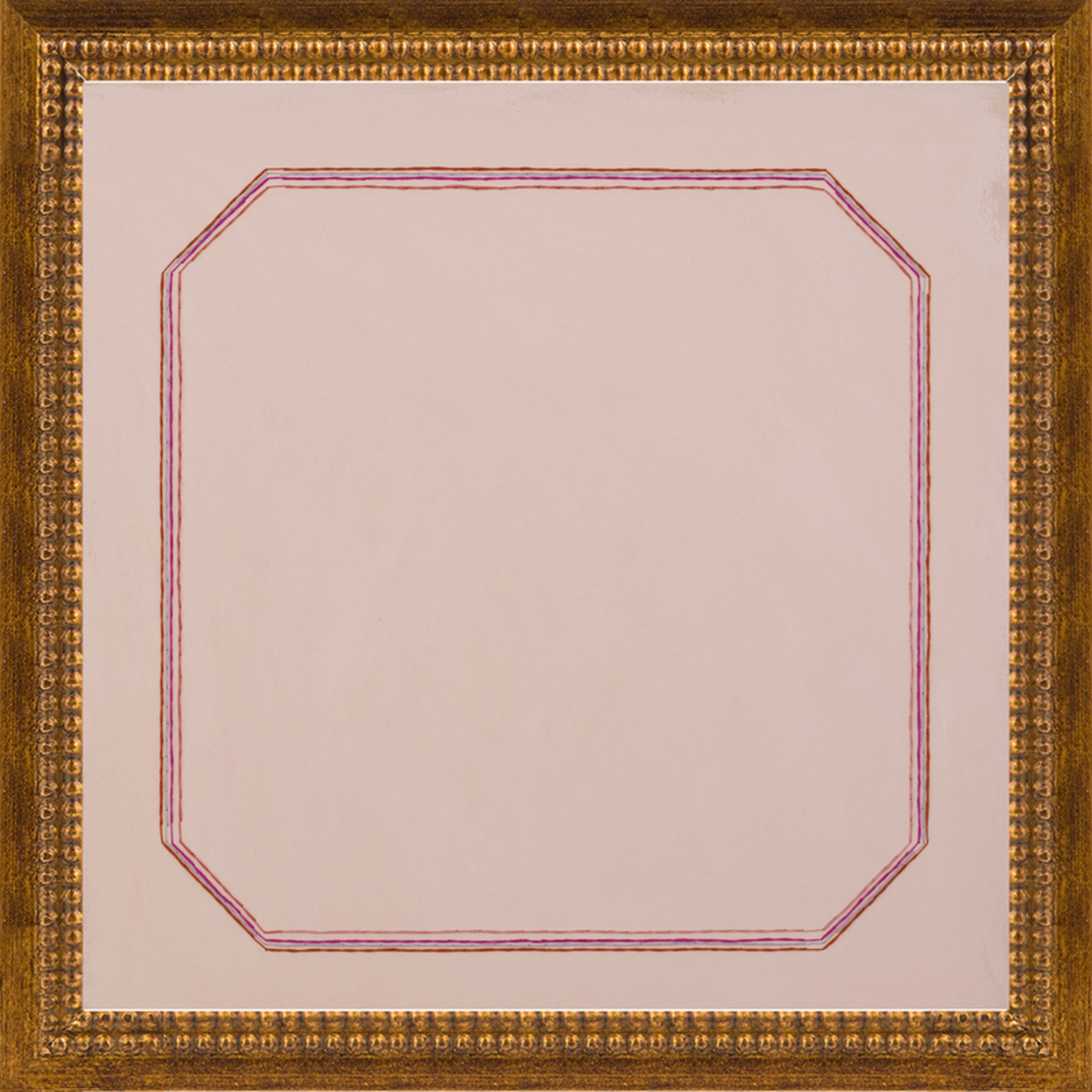 Snail Pink Bevel, Final Framed Size - 16 x 16, Gold Double Bead Wood Frame - Artfully Walls