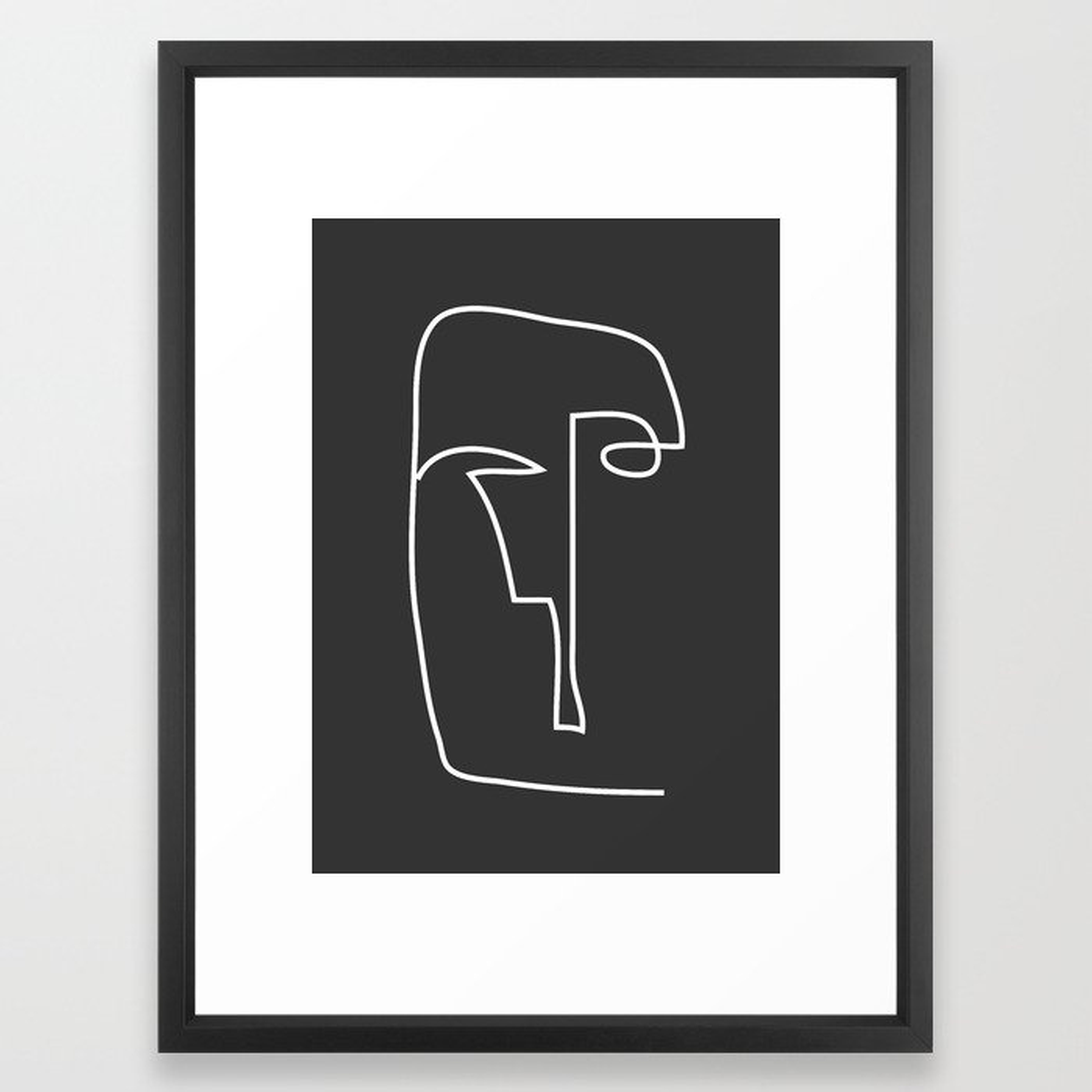 abstract line art face Framed Art Print by ThingDesign- vector black 15"x21" - Society6