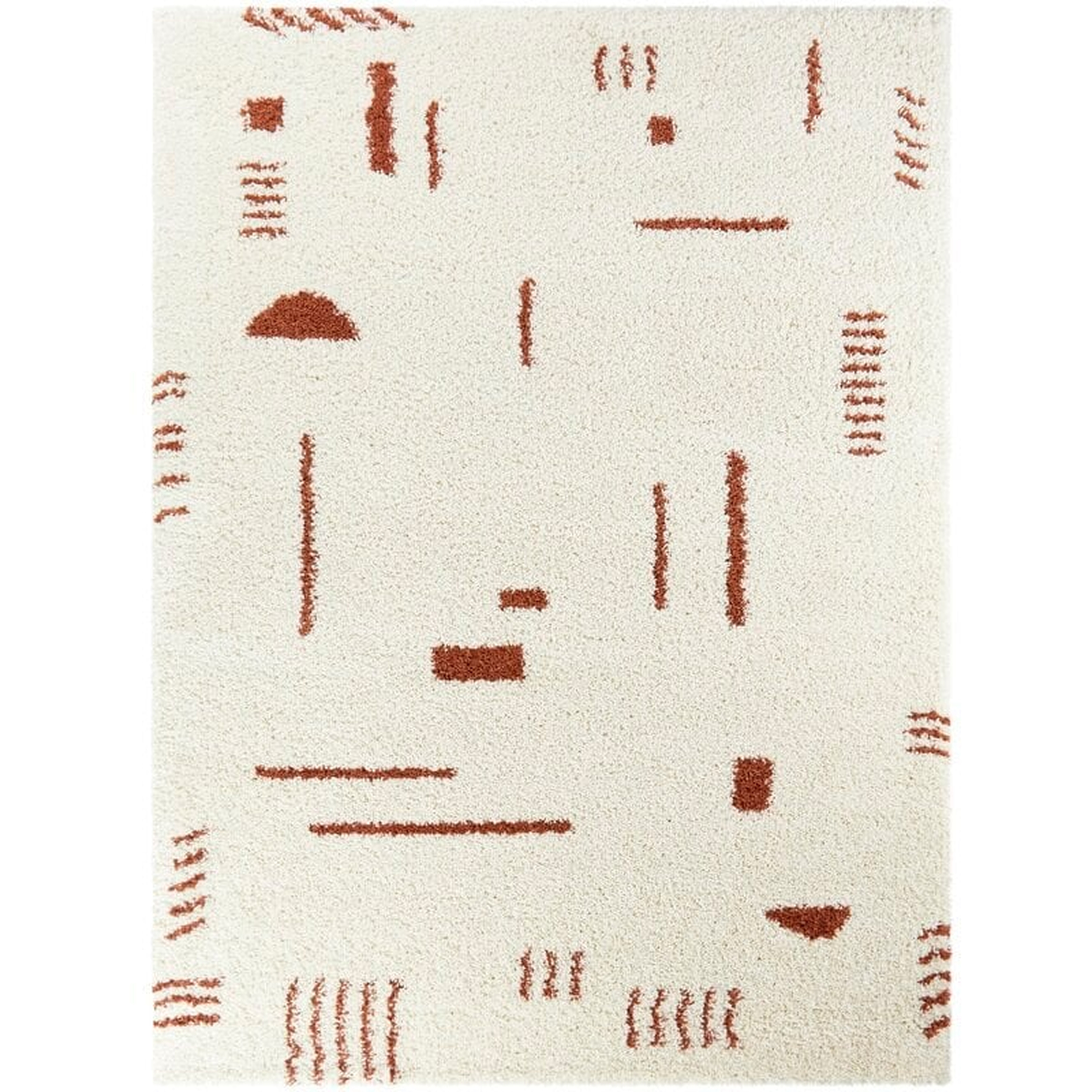 Geometric Shag Burnt Orange/Ivory Rug - Wayfair