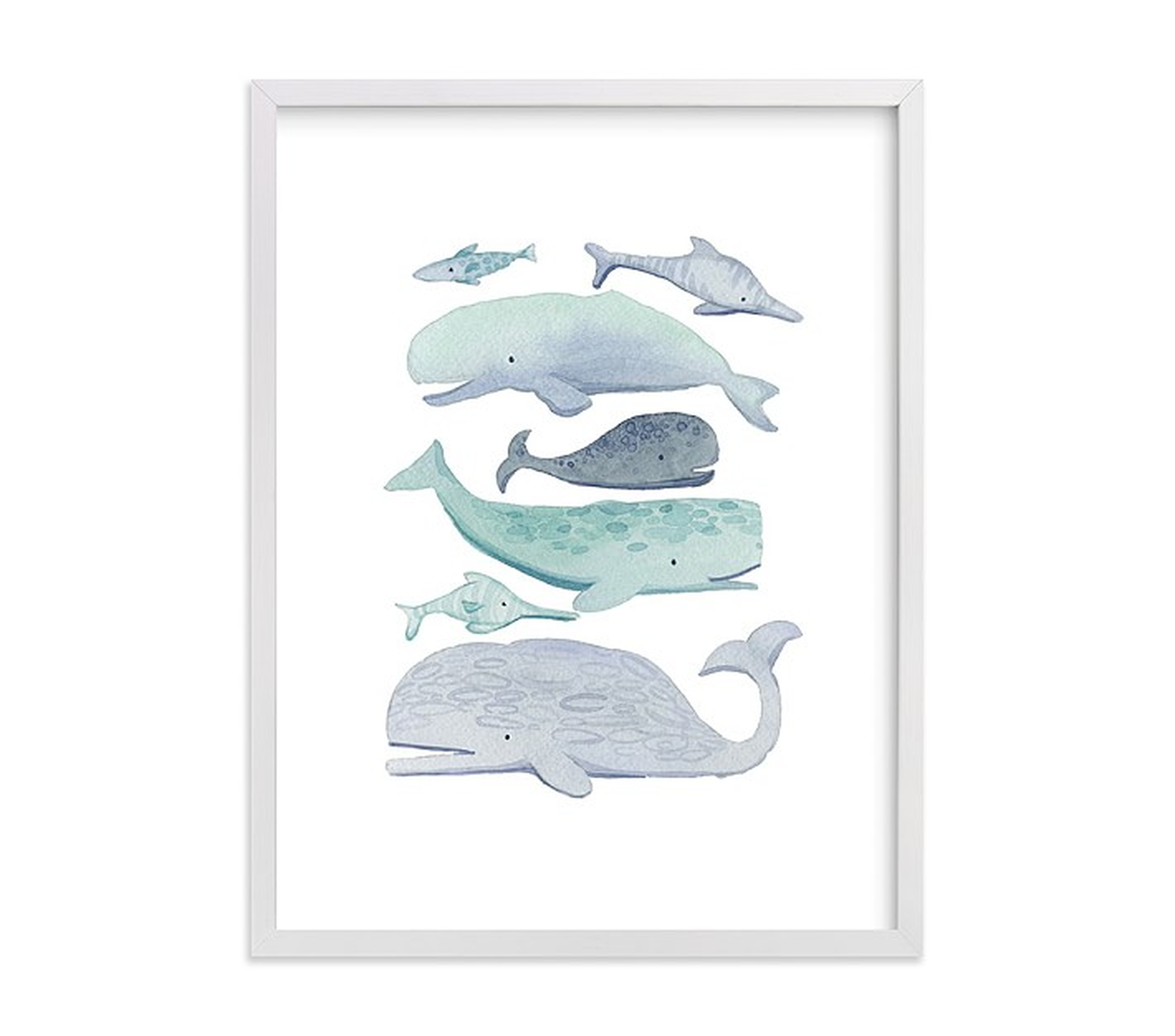 Blue Whales Wall Art by Minted(R),18''x24'', Gray - Pottery Barn Kids