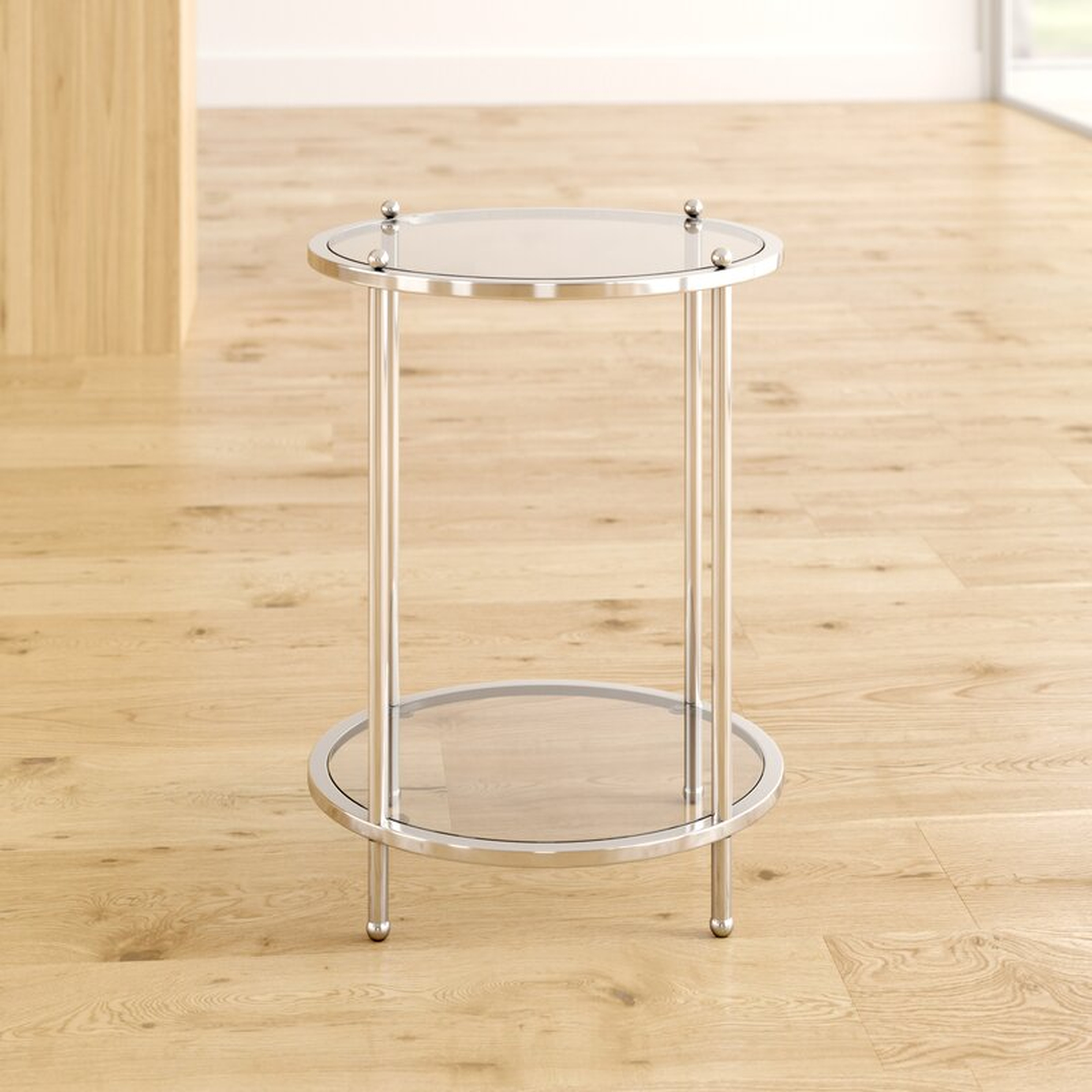 Cathleen Glass Top End Table with Storage - Wayfair