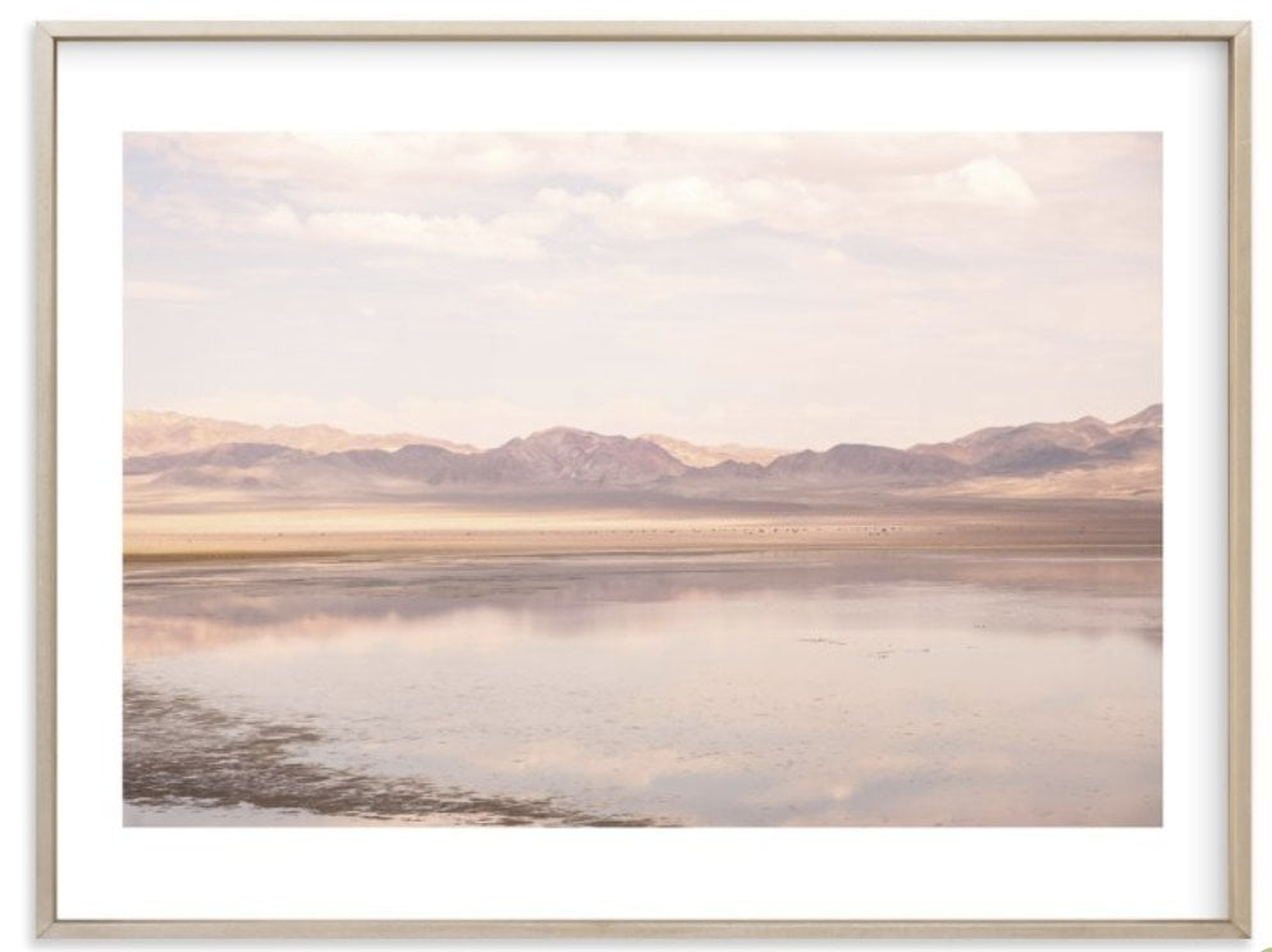 desert lake  - 40 x 30" - Brass Frame White Border - Minted