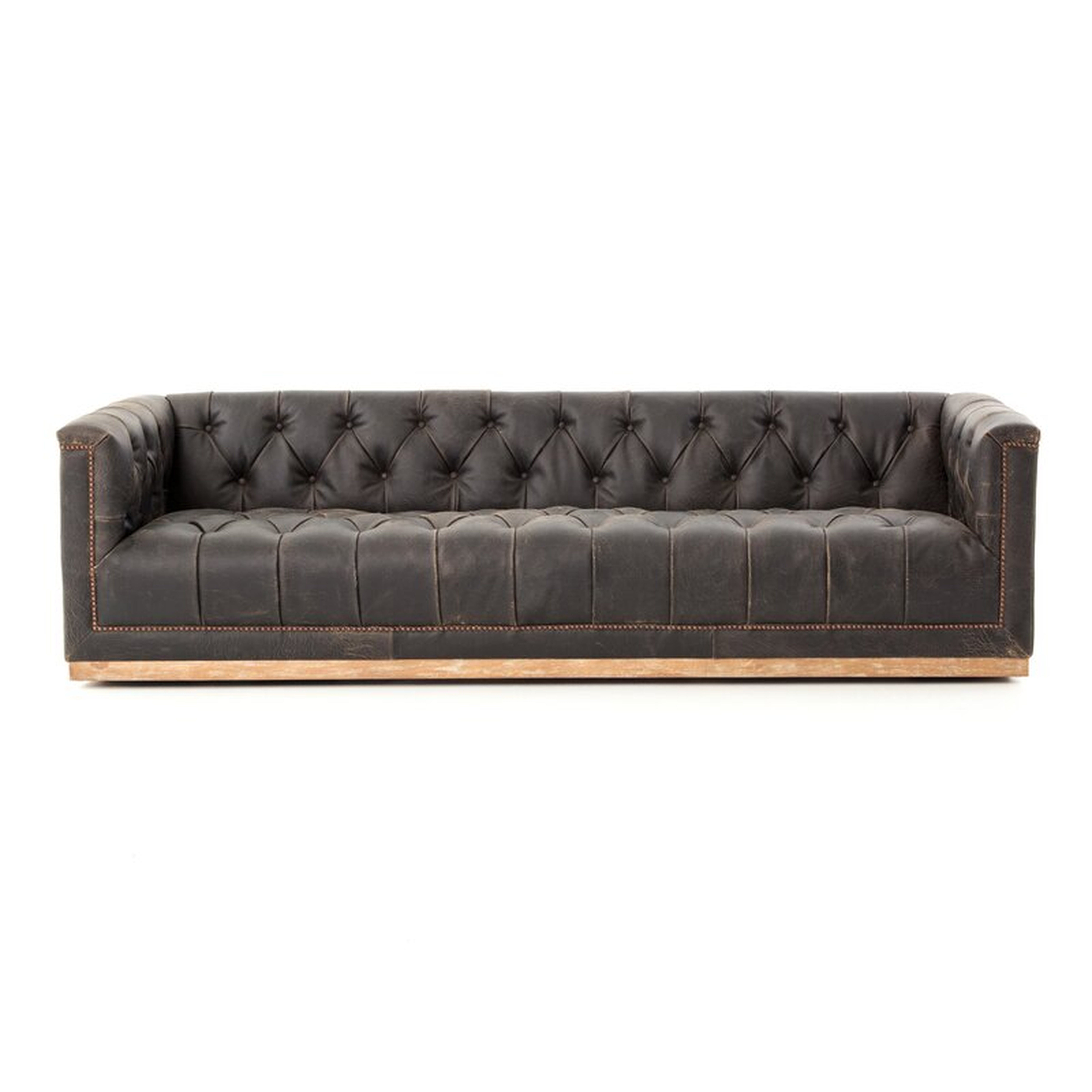 Crantor 95'' Genuine Leather Tuxedo Arm Sofa - Wayfair