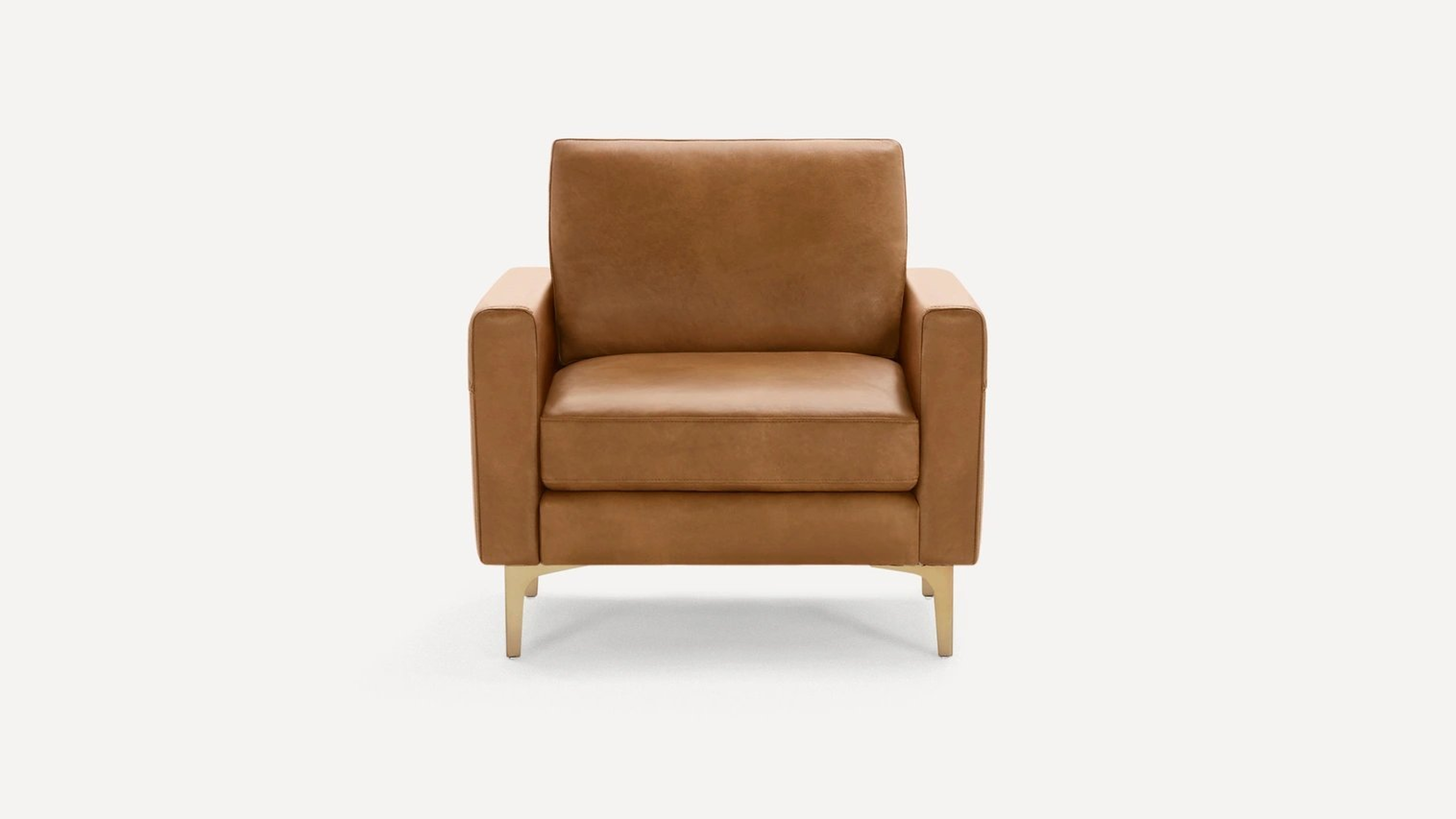 Nomad Leather Club Chair in Camel, Brass Legs - Burrow