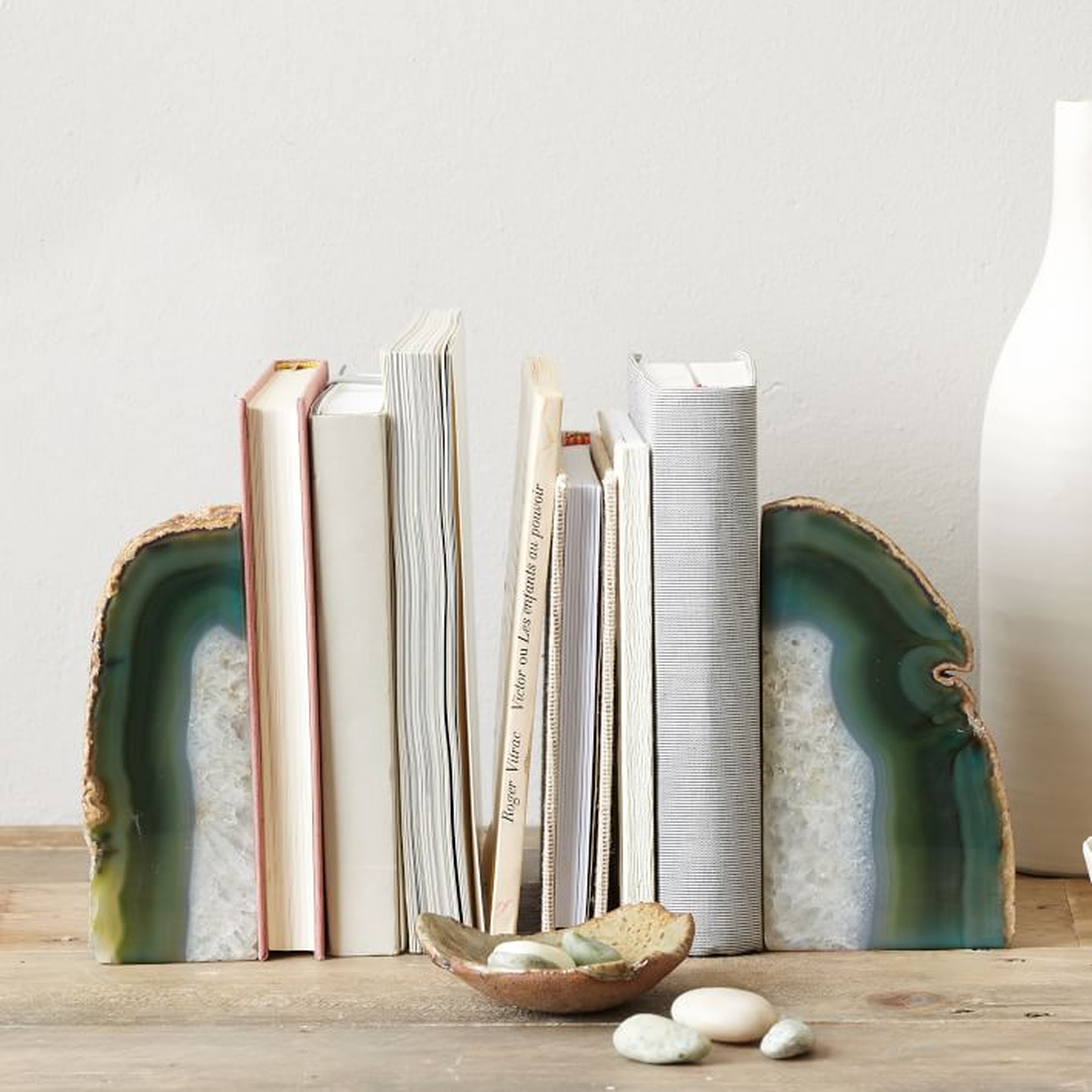 Agate Bookends, Set of 2, Green - West Elm