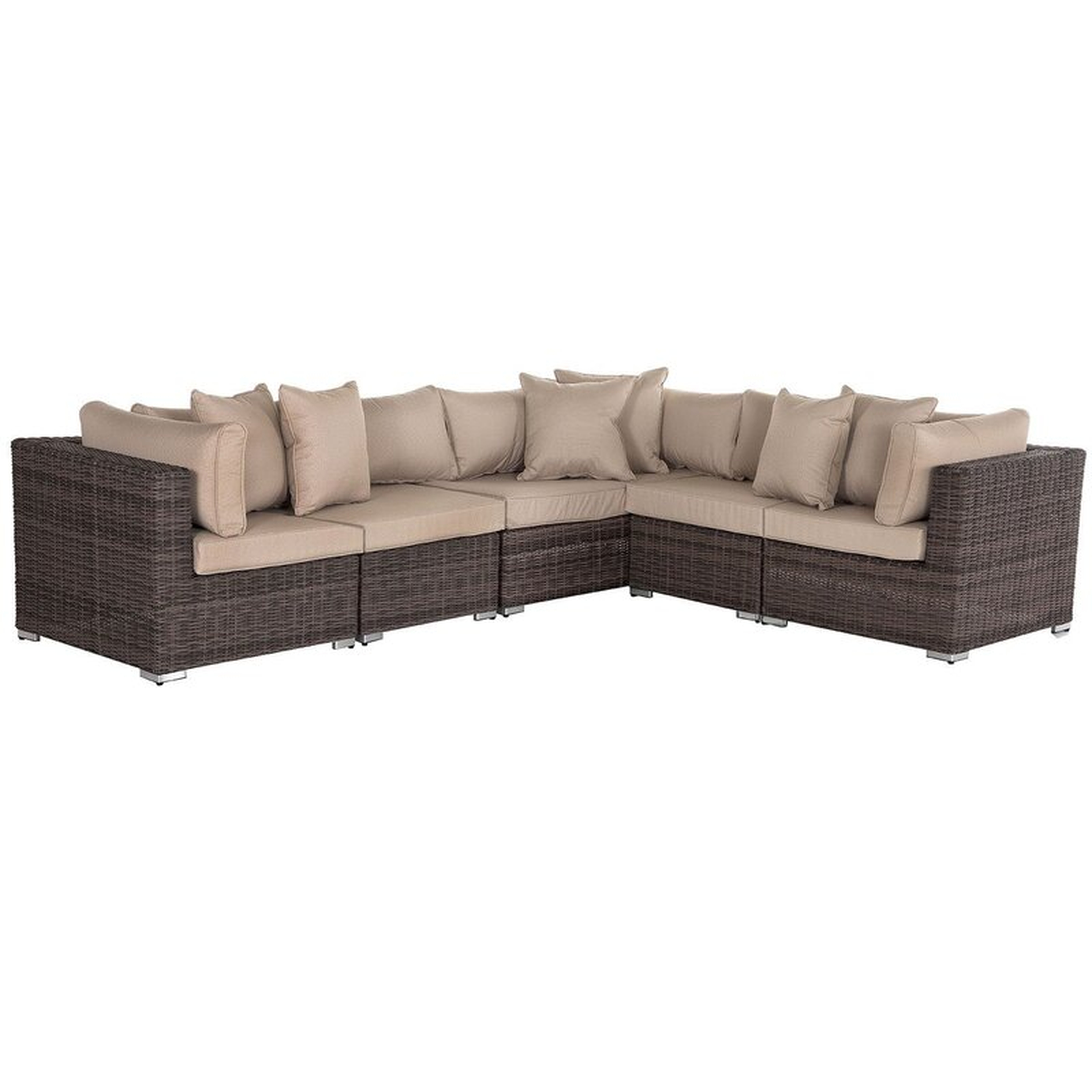 Demmie Outdoor Wicker Right Hand Facing Patio Sectional with Cushions - Wayfair