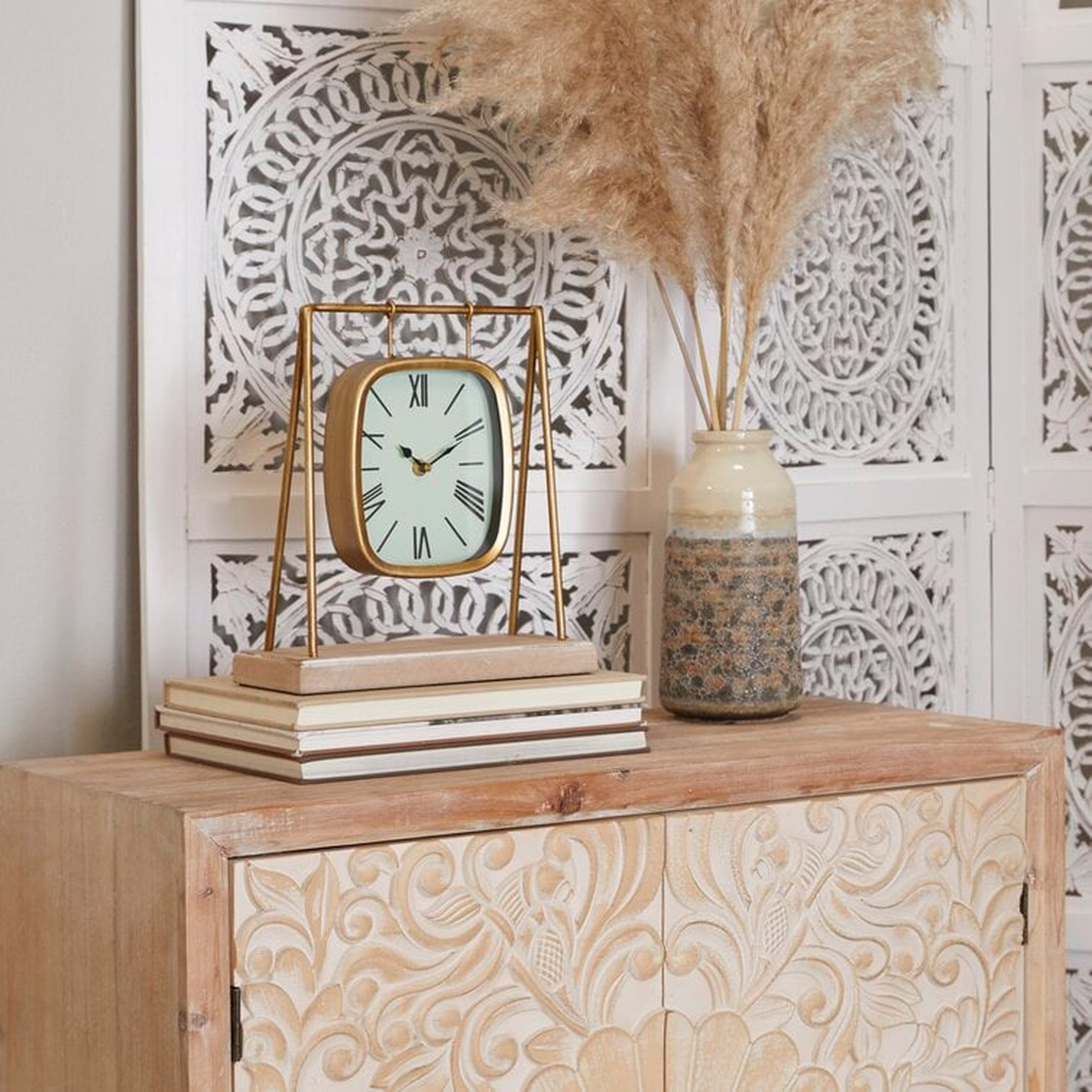 Gold Wood Farmhouse Clock, 11 X 10 X 5 - Wayfair