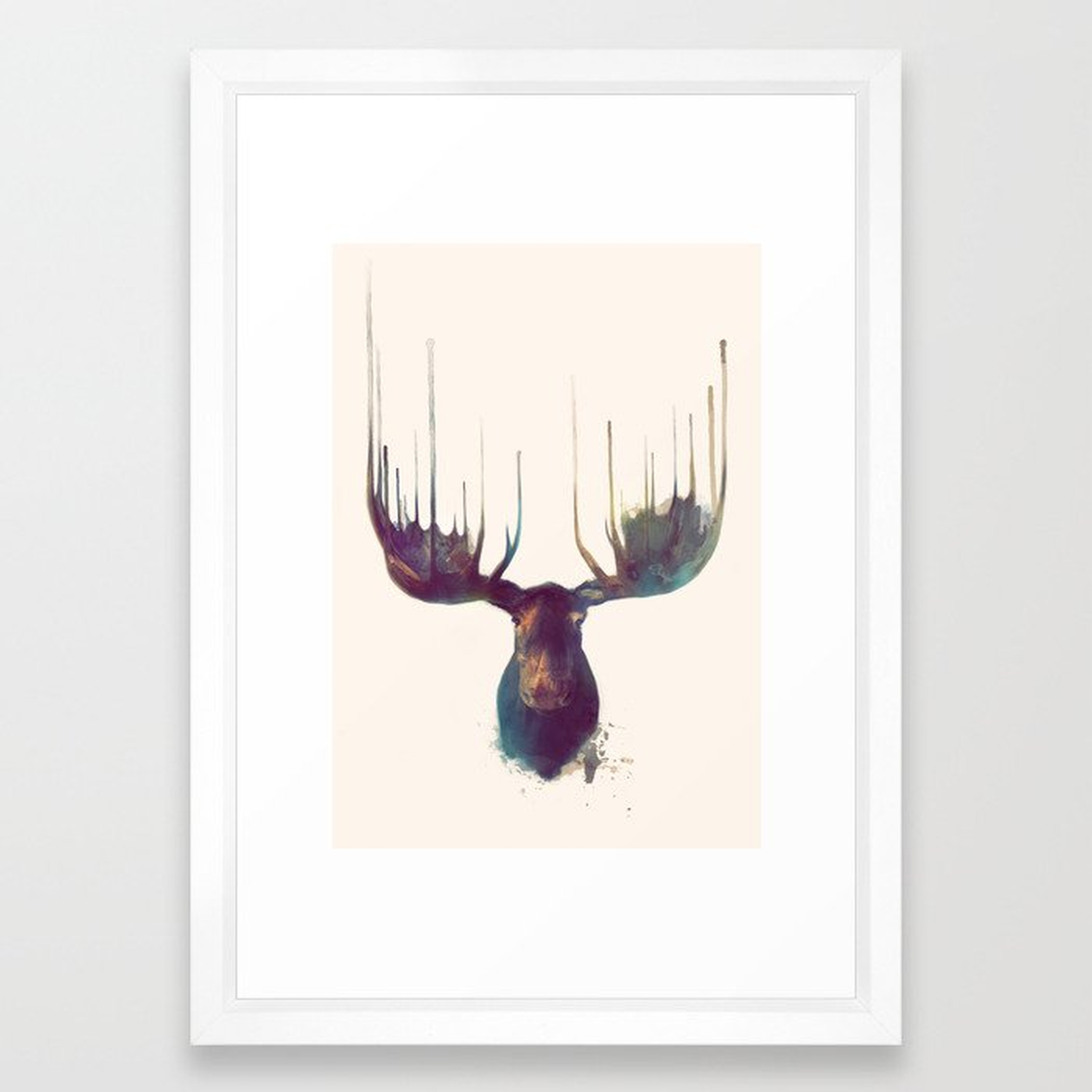 Moose Framed Art Print, 15 x 21 Vector White - Society6