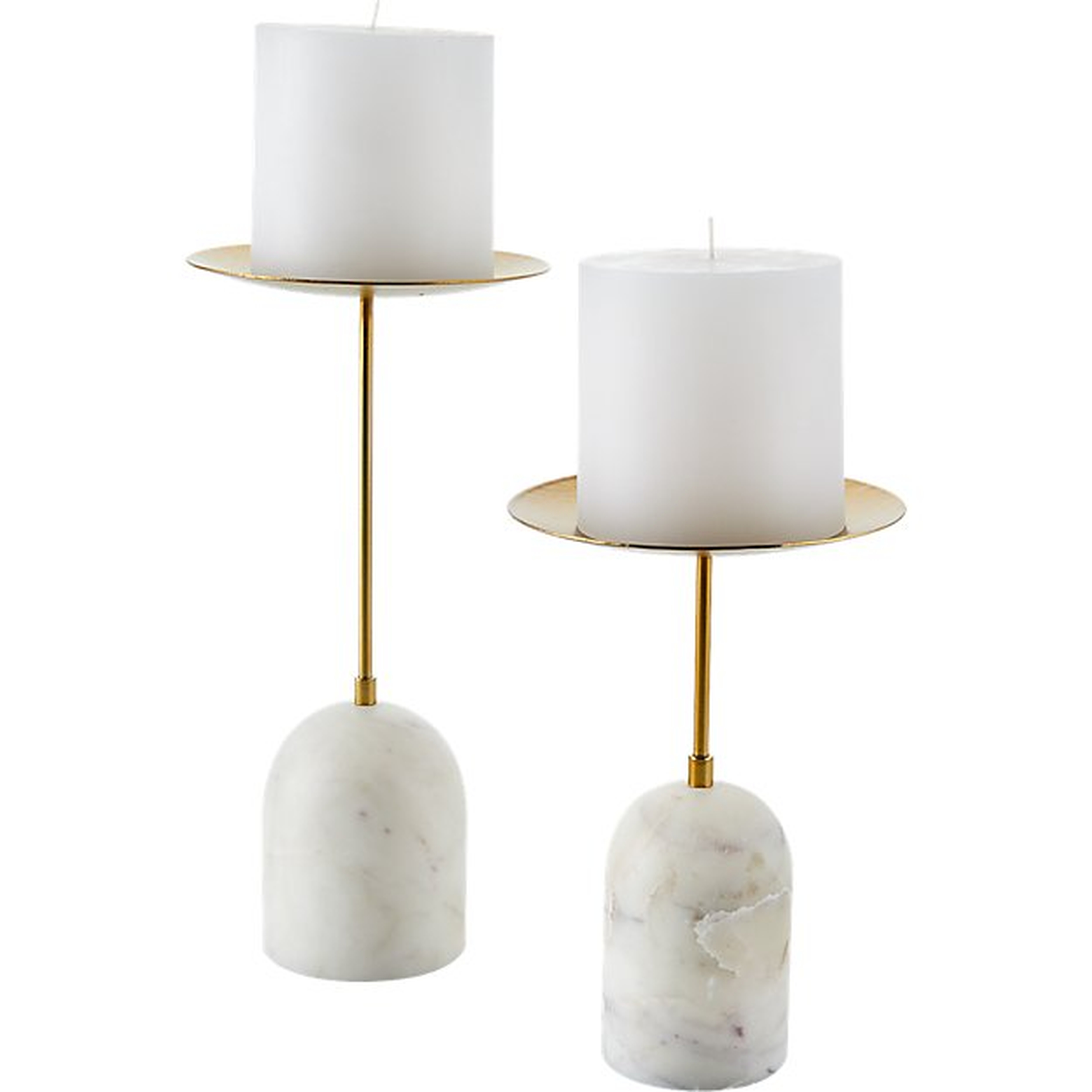 NUMA MARBLE AND BRASS CANDLE STANDS SET OF 2 - CB2
