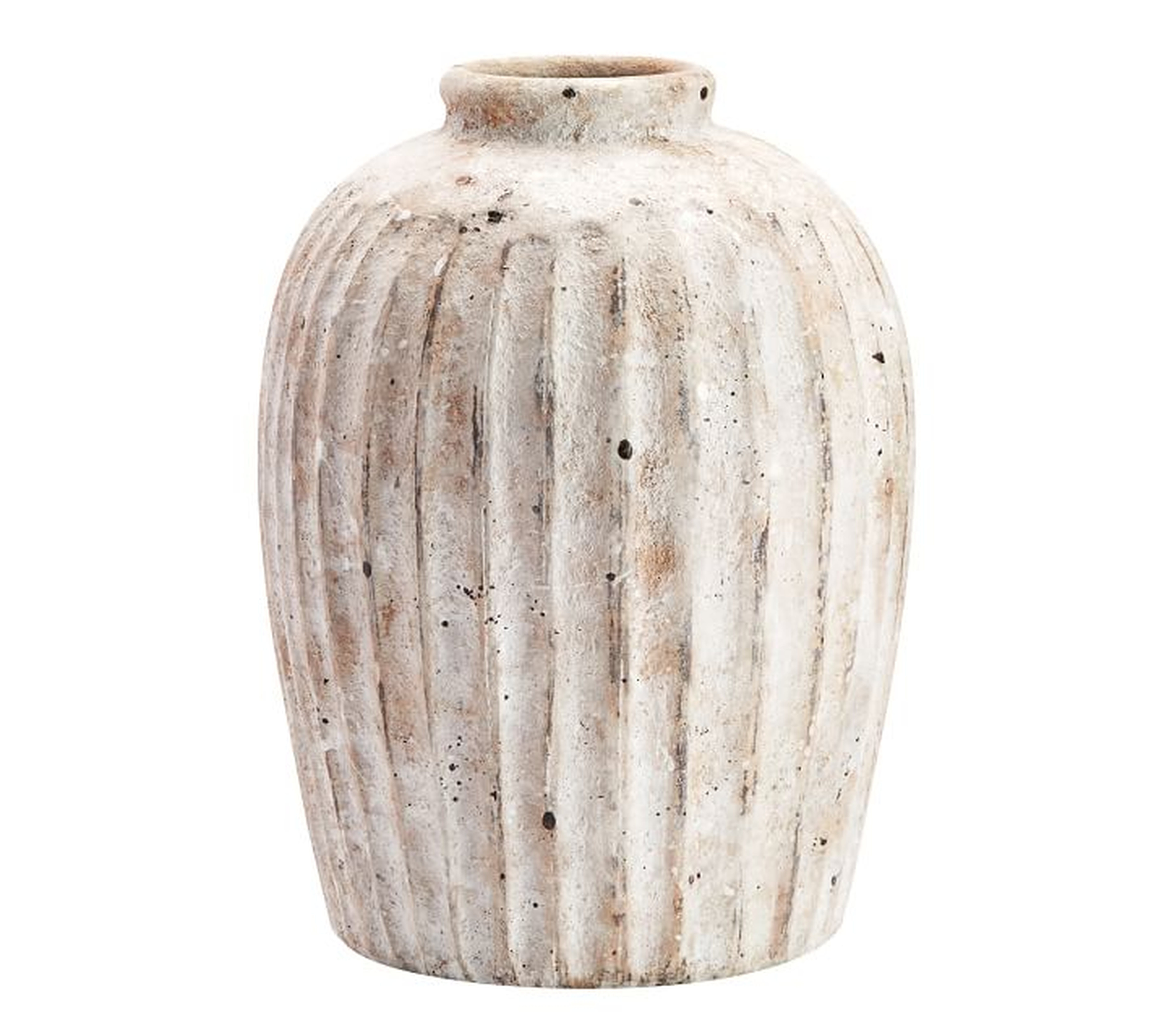 Handcrafted Weathered Terra Cotta Vase, White, Small, 11.25"H - Pottery Barn