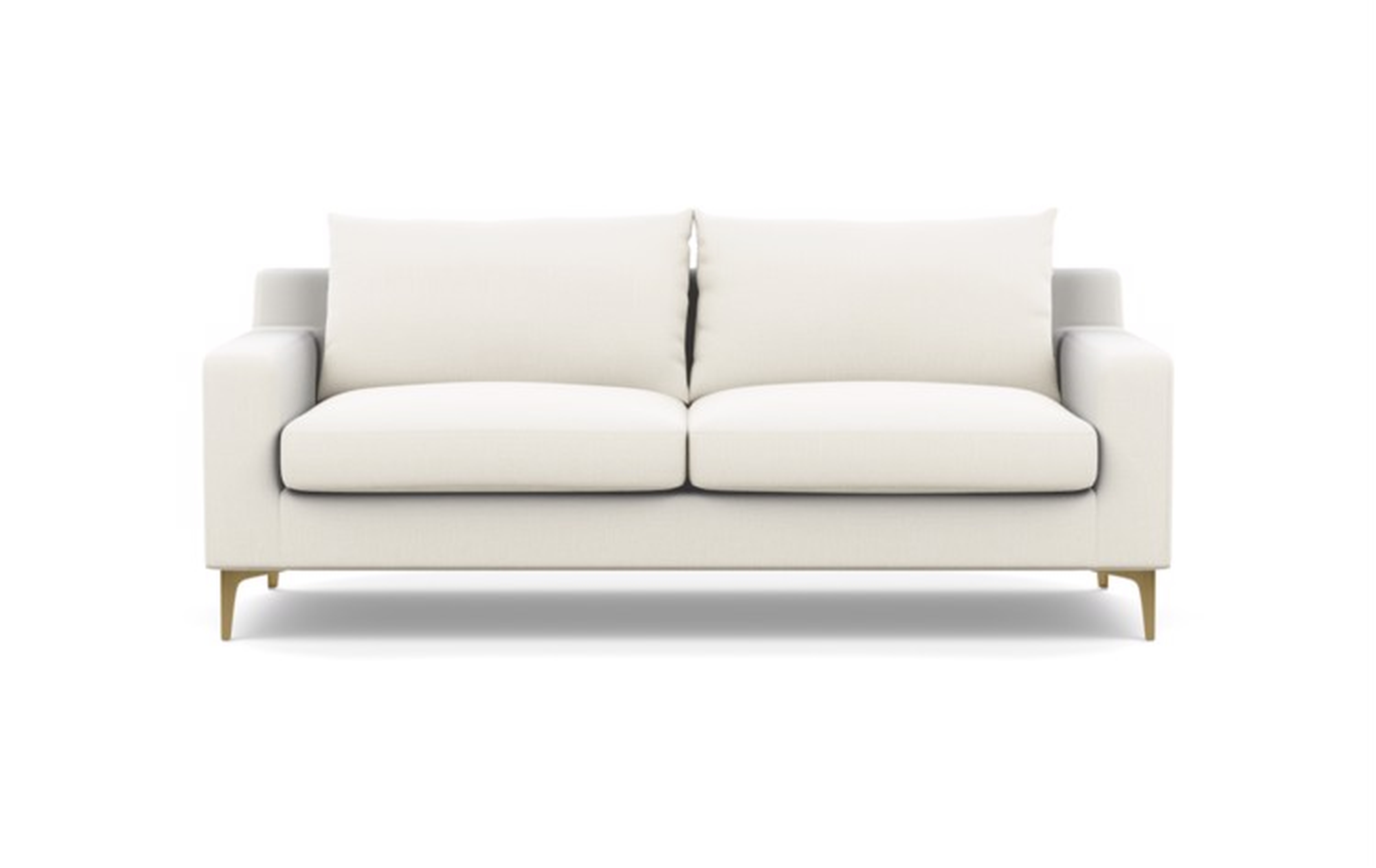 Sloan Sofa in Ivory Fabric with Brass Plated Legs - 83" - Interior Define