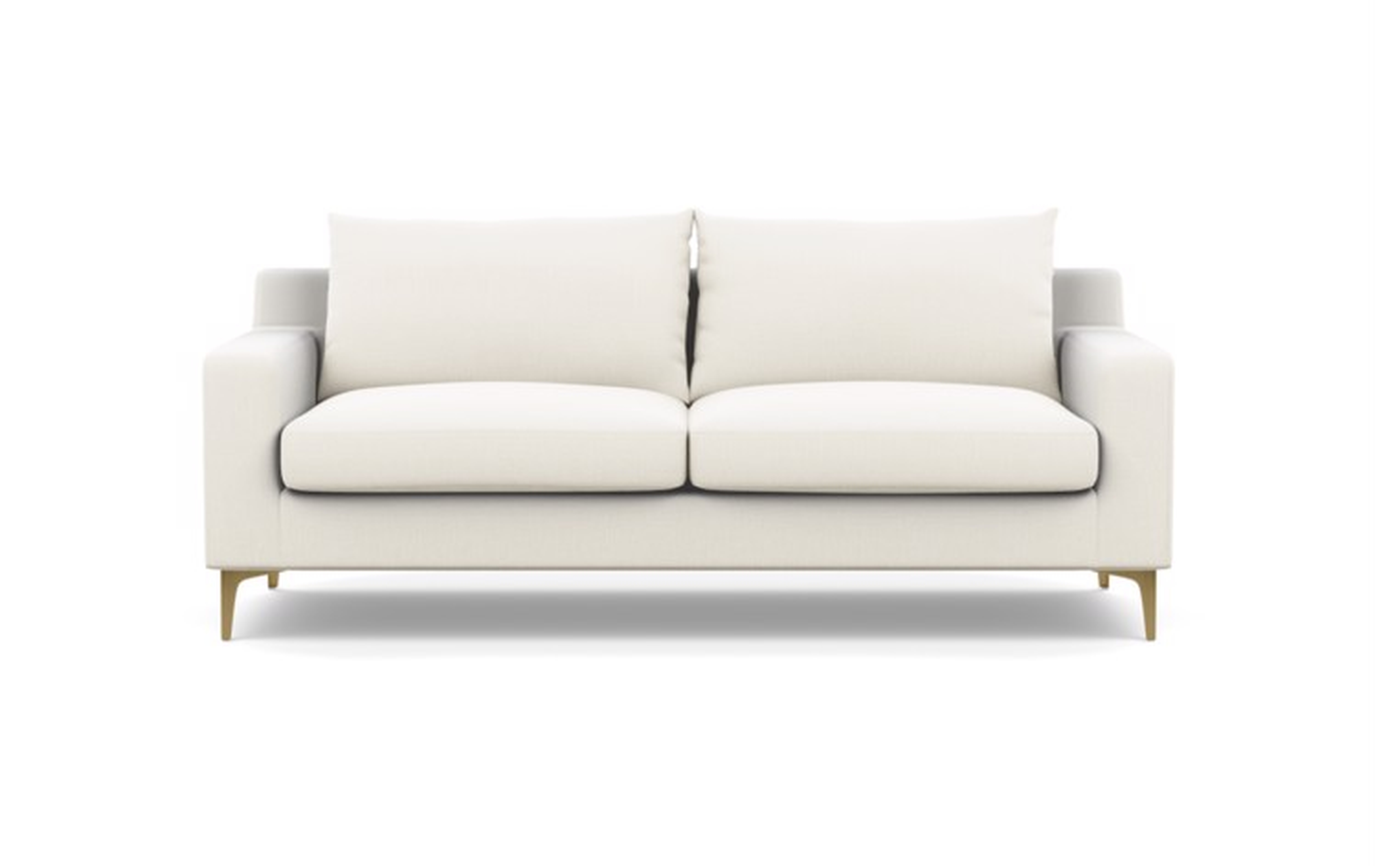 Sloan Sofa in Ivory Fabric with Brass Plated Legs - 83" - Interior Define