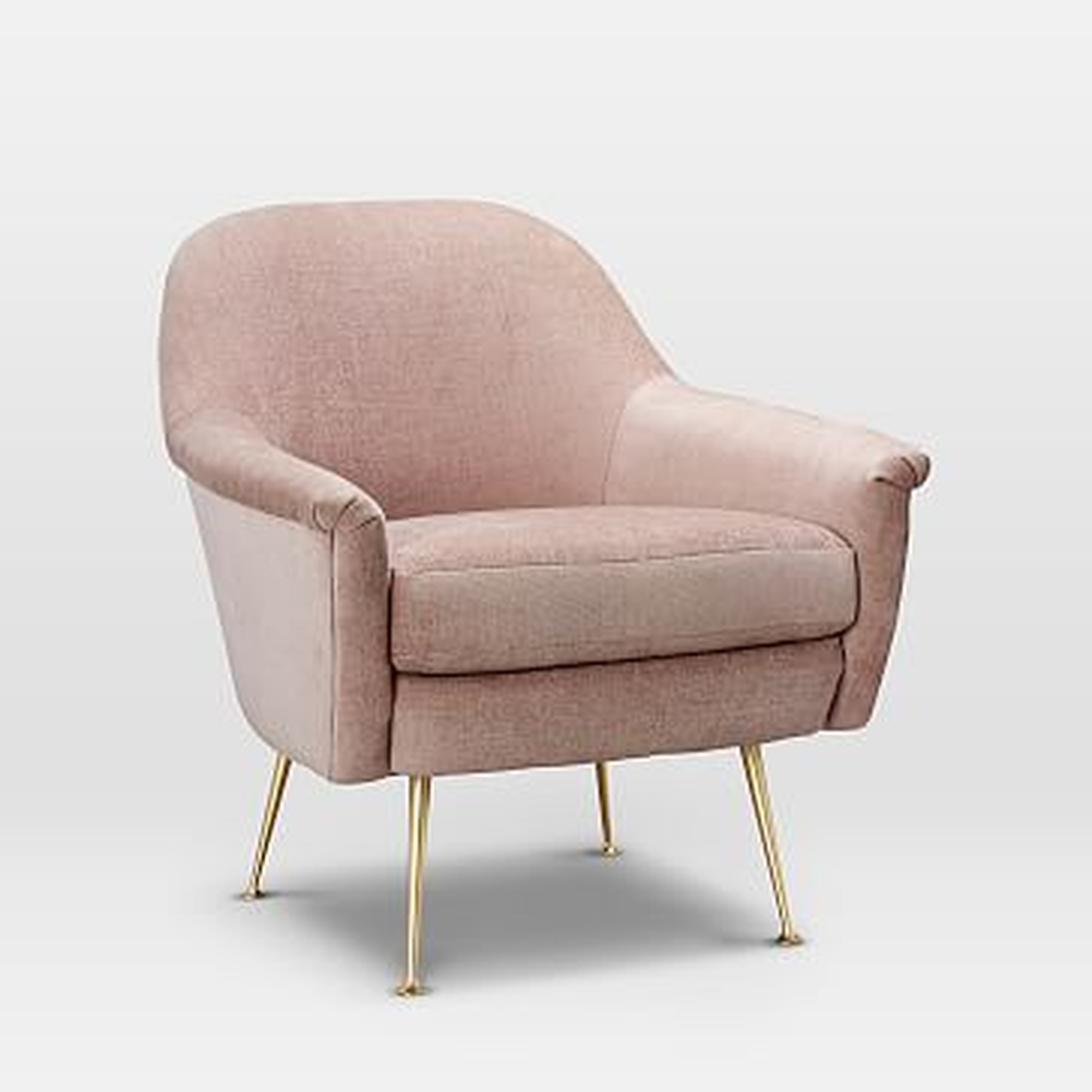 Phoebe Chair, Distressed Velvet, Light Pink - West Elm