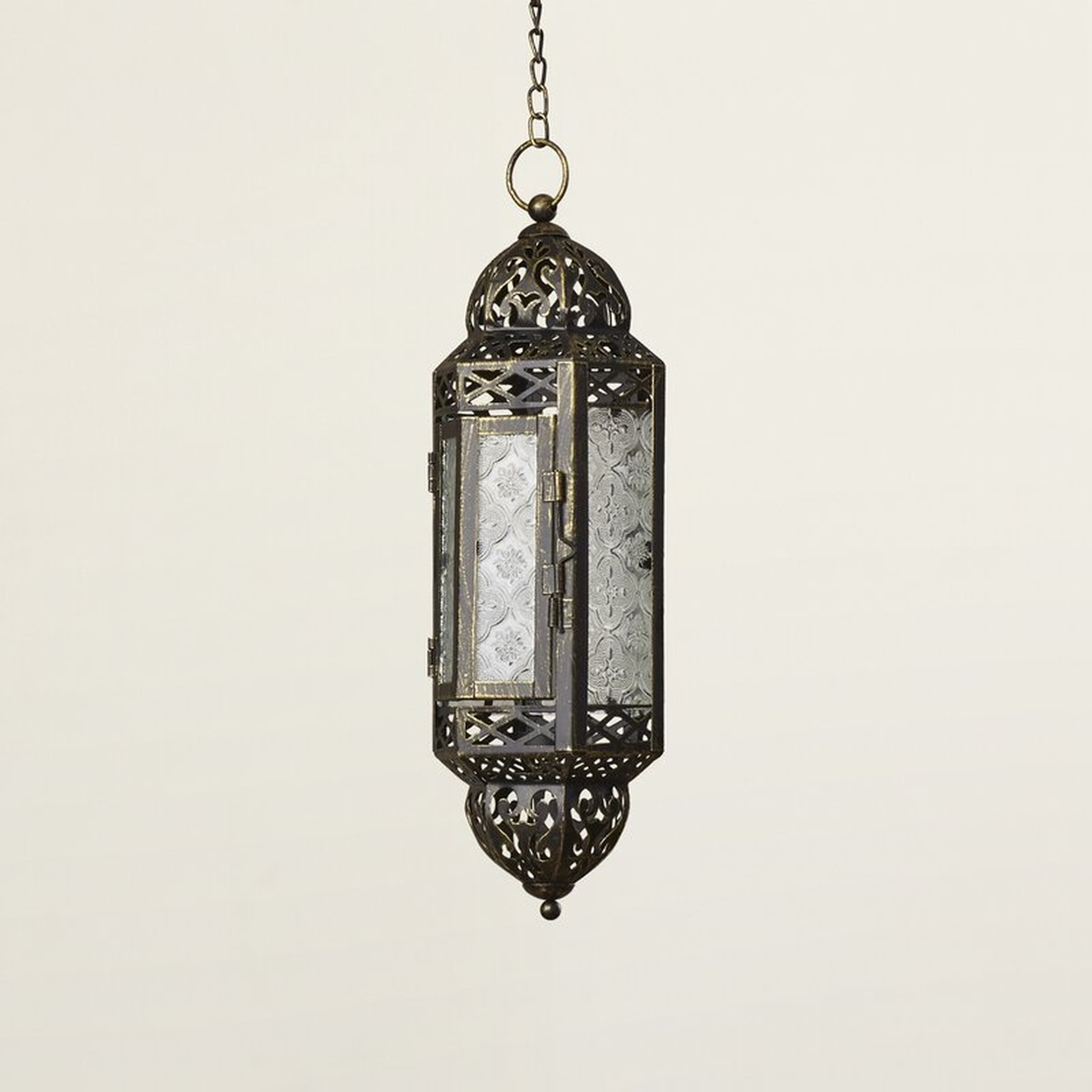 Kaliska Hanging Glass and Metal Lantern - Wayfair