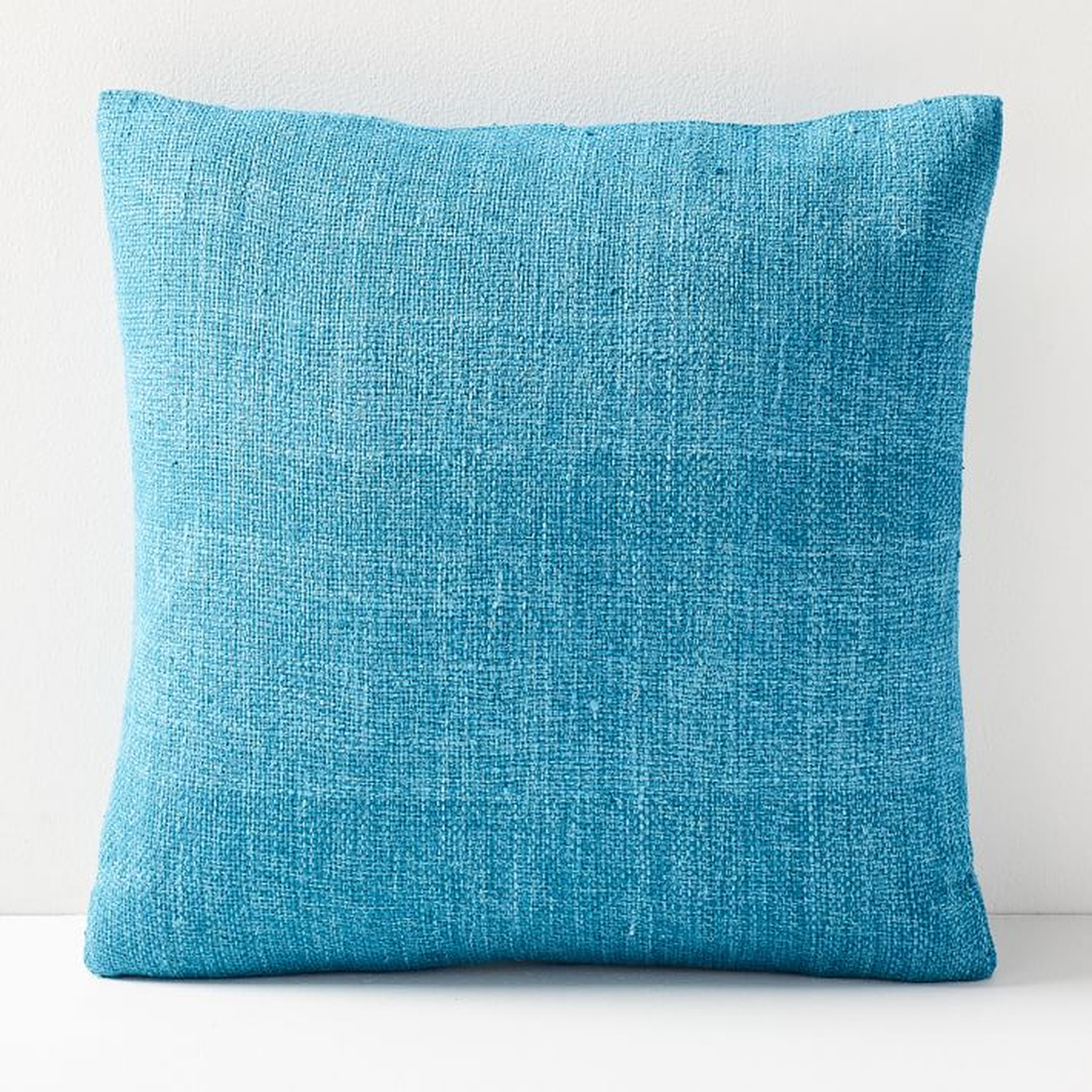 Silk Handloomed Pillow Cover, Blue Teal, 20"x20", Set of 2 - West Elm