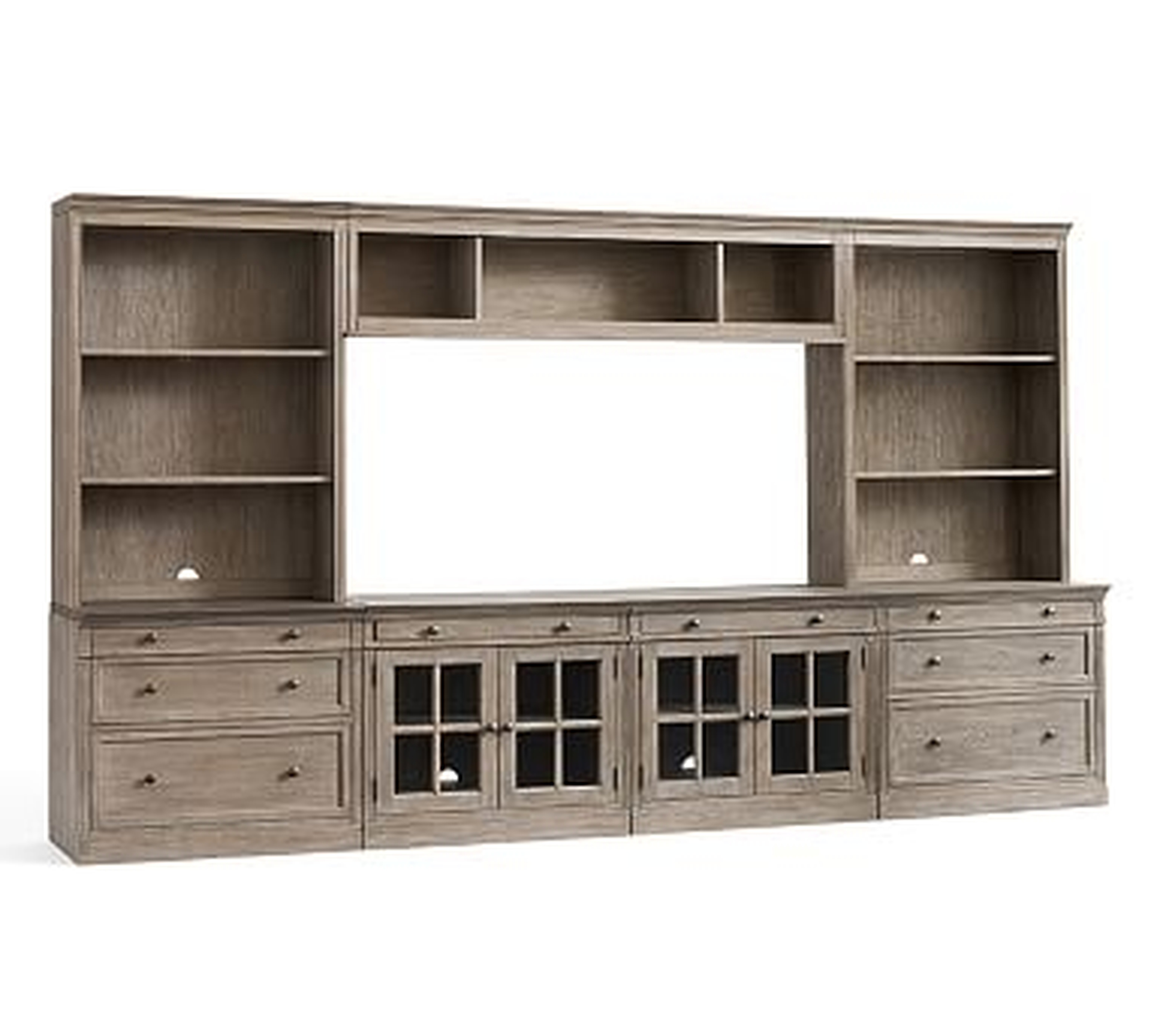 Livingston Large Media Suite With Drawers, Gray Wash - Pottery Barn