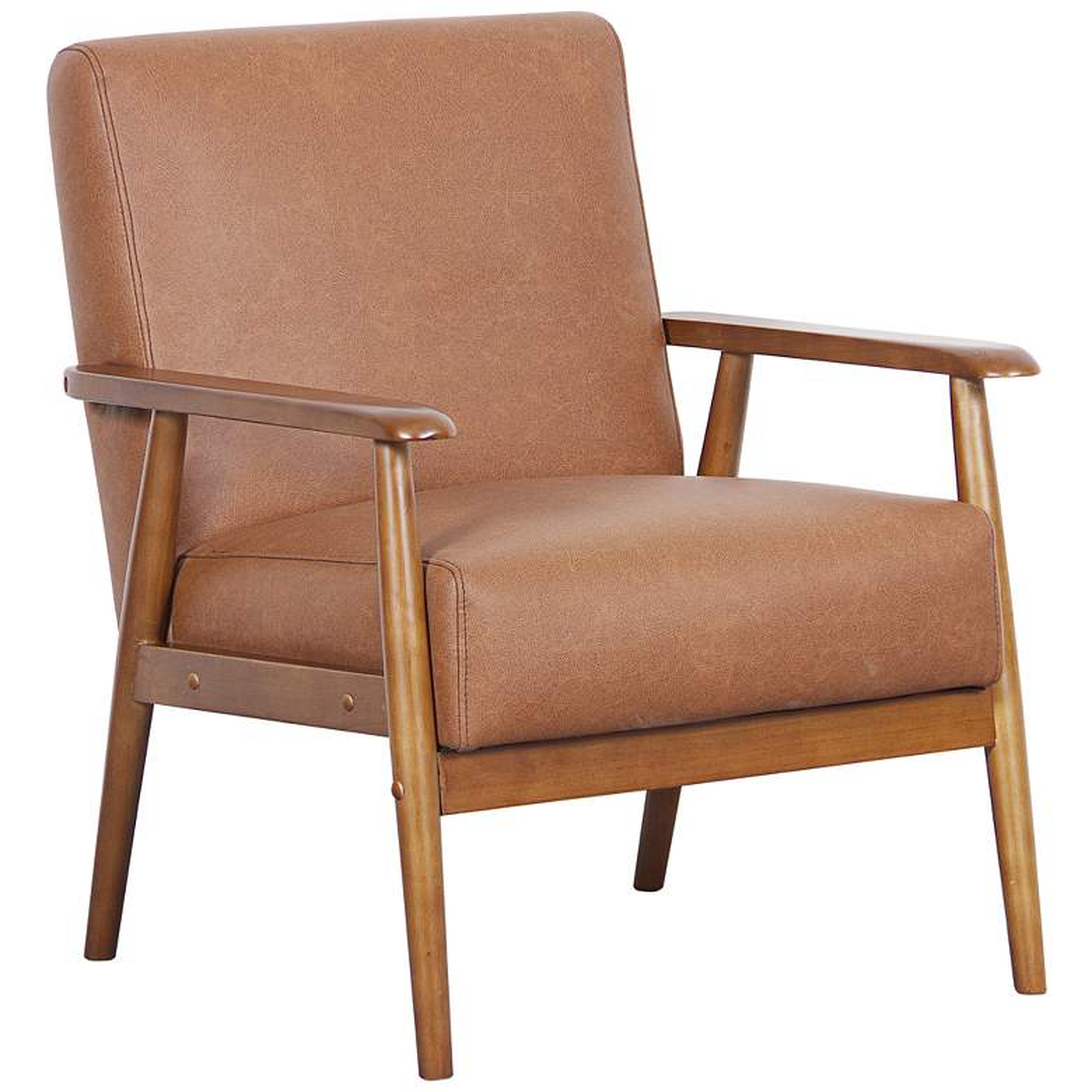 Rikker Lummus Cognac Faux Leather Accent Chair - Style # 35V24 - Lamps Plus