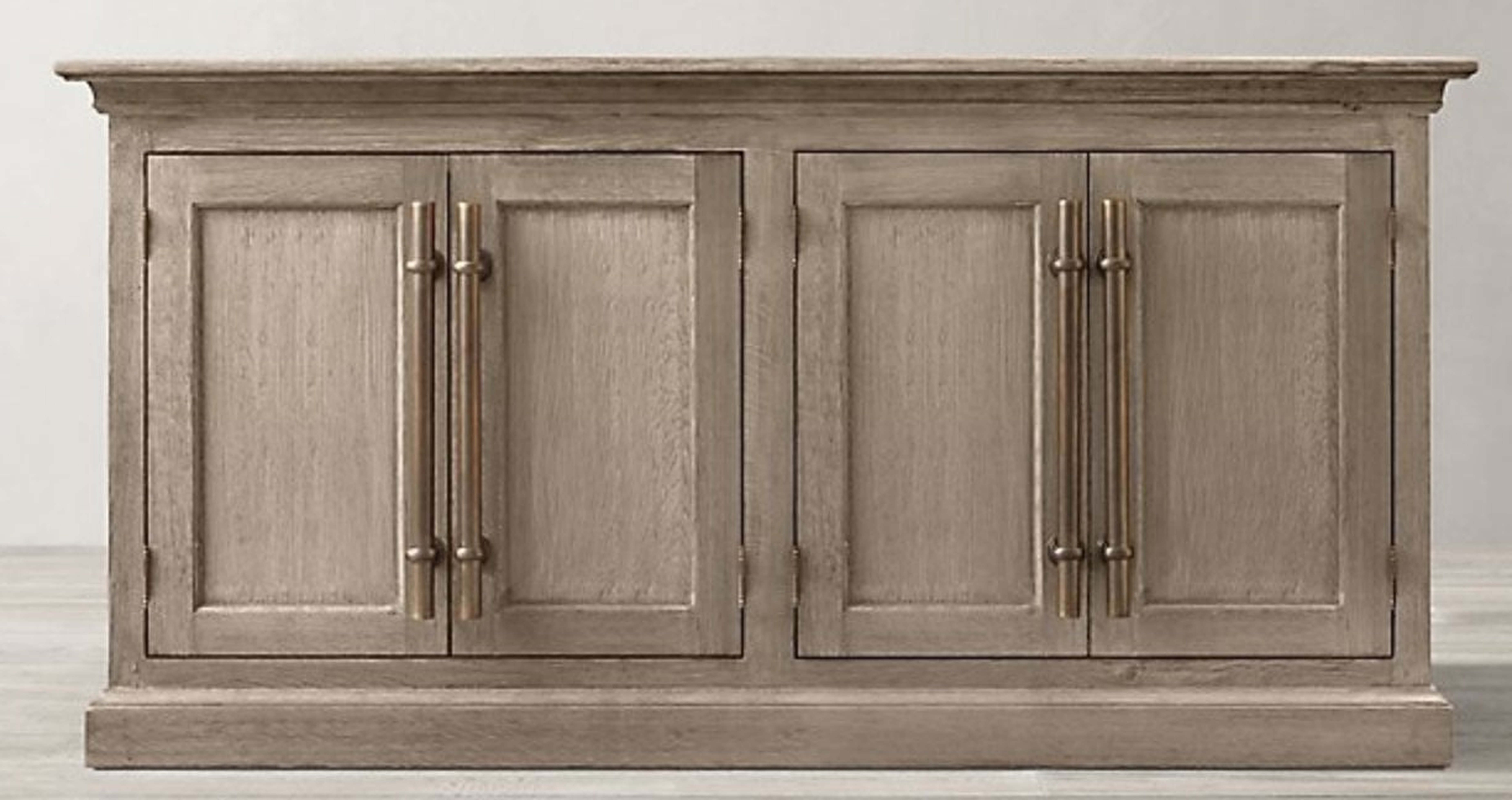 20TH C. ENGLISH BRASS BAR PULL PANEL 4-DOOR SIDEBOARD - RH