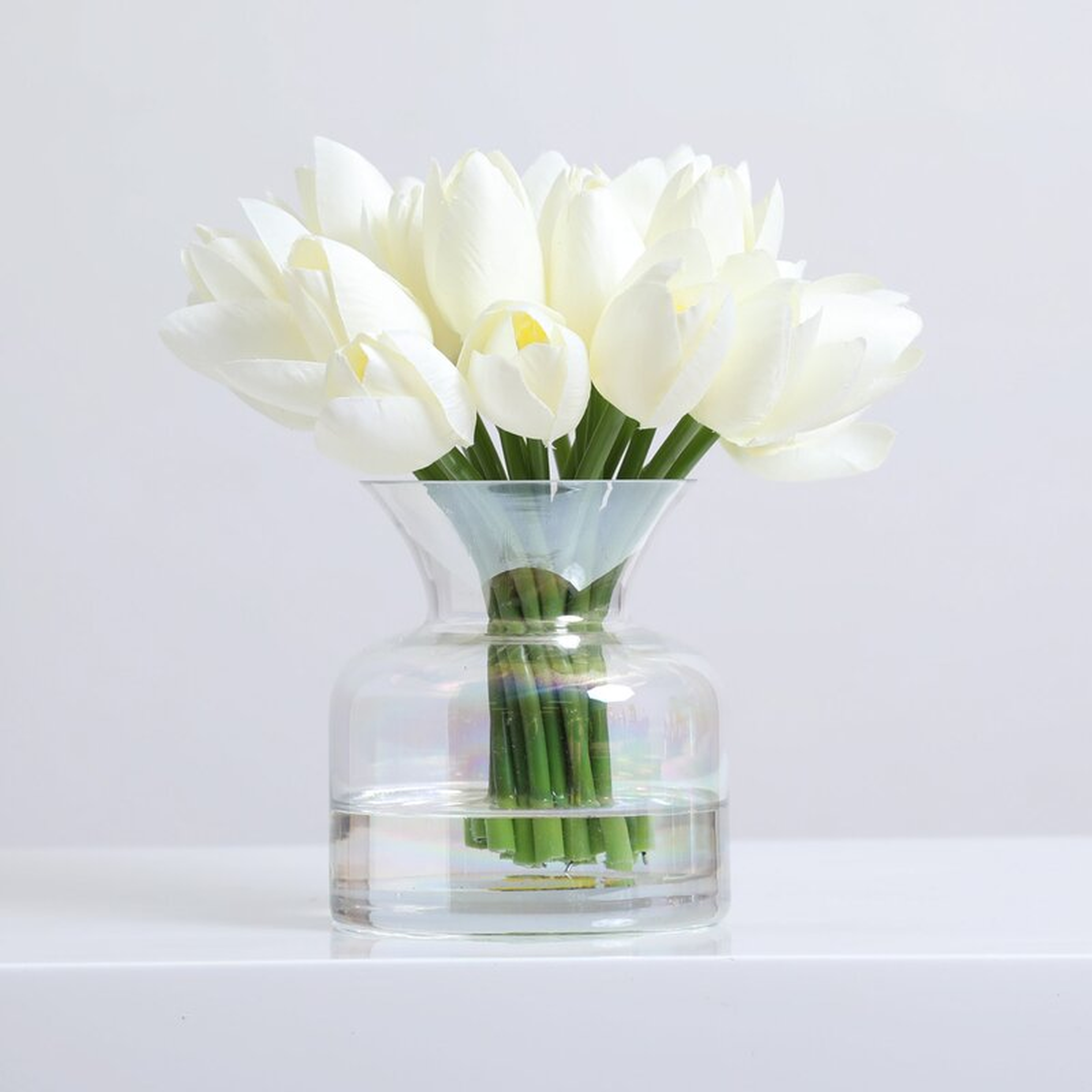 Lifelike Mini Tulip Bouquet Spring Floral Water Illusion Arrangement Centerpiece In Iridescent Fairy Bottle Vase - Wayfair