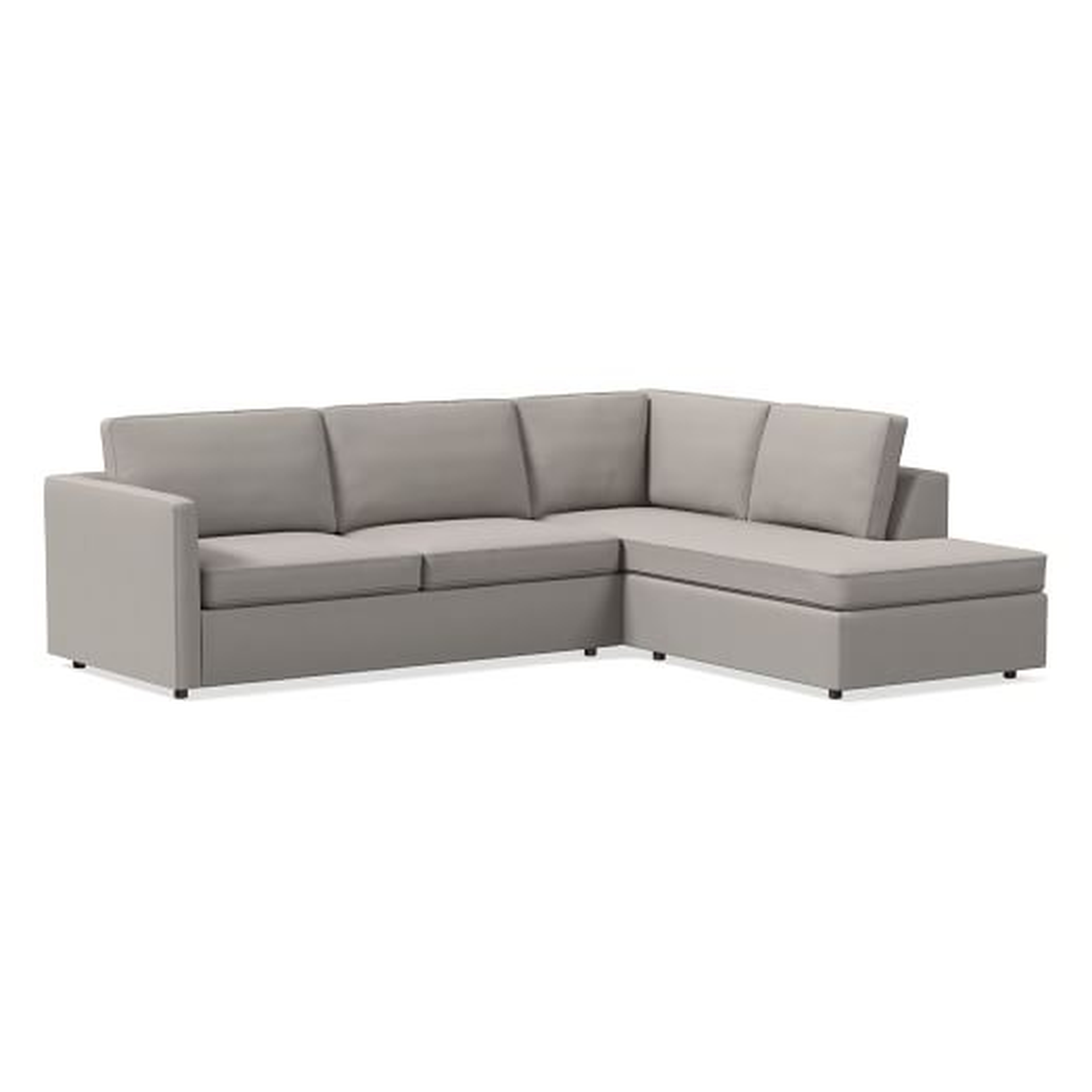 Harris 2-Piece Terminal Chaise Sectional, Large - Right 2-Pc Terminal Chaise Sectional - Performance Velvet, Dove Gray - West Elm