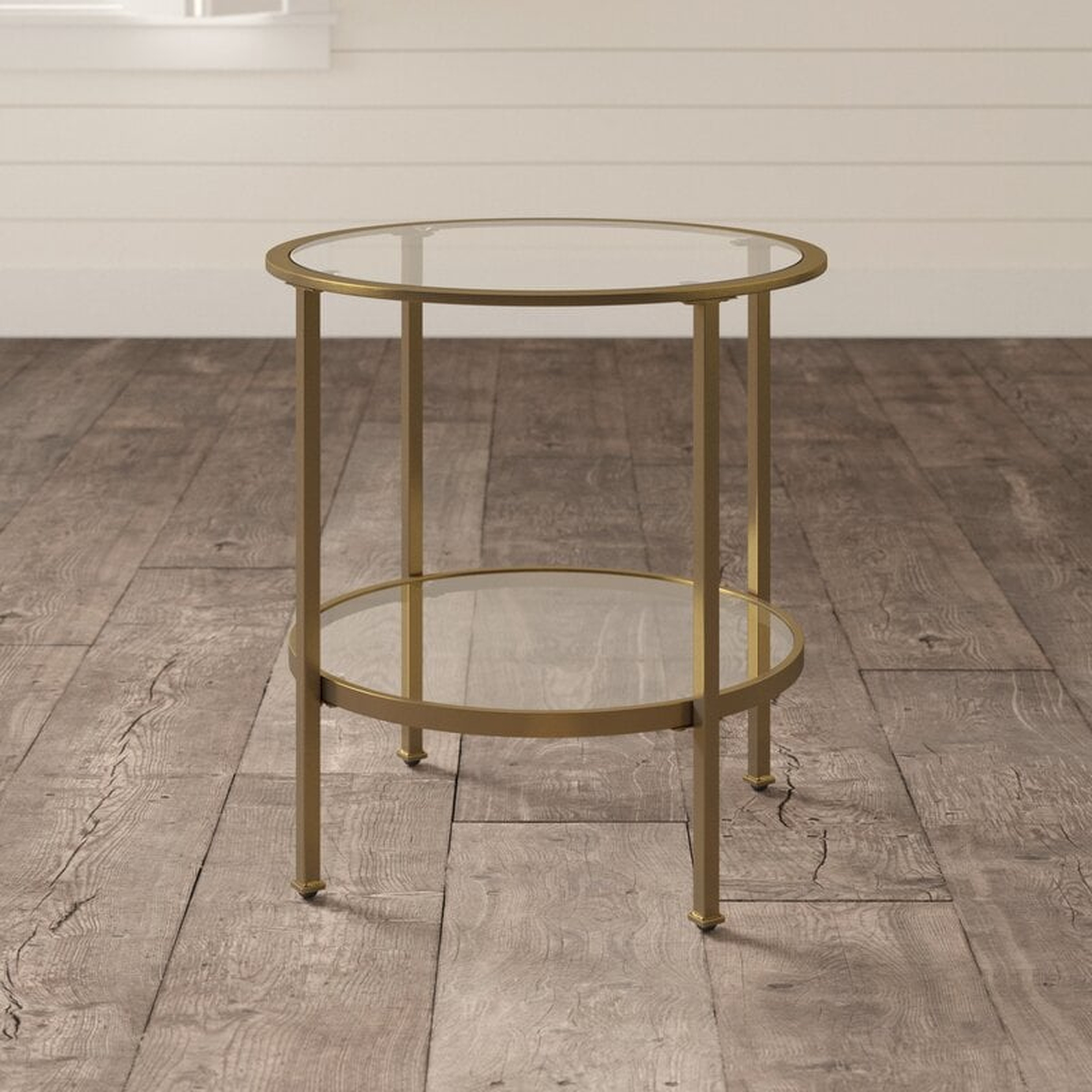 Otha Glass Top End Table with Storage - Wayfair