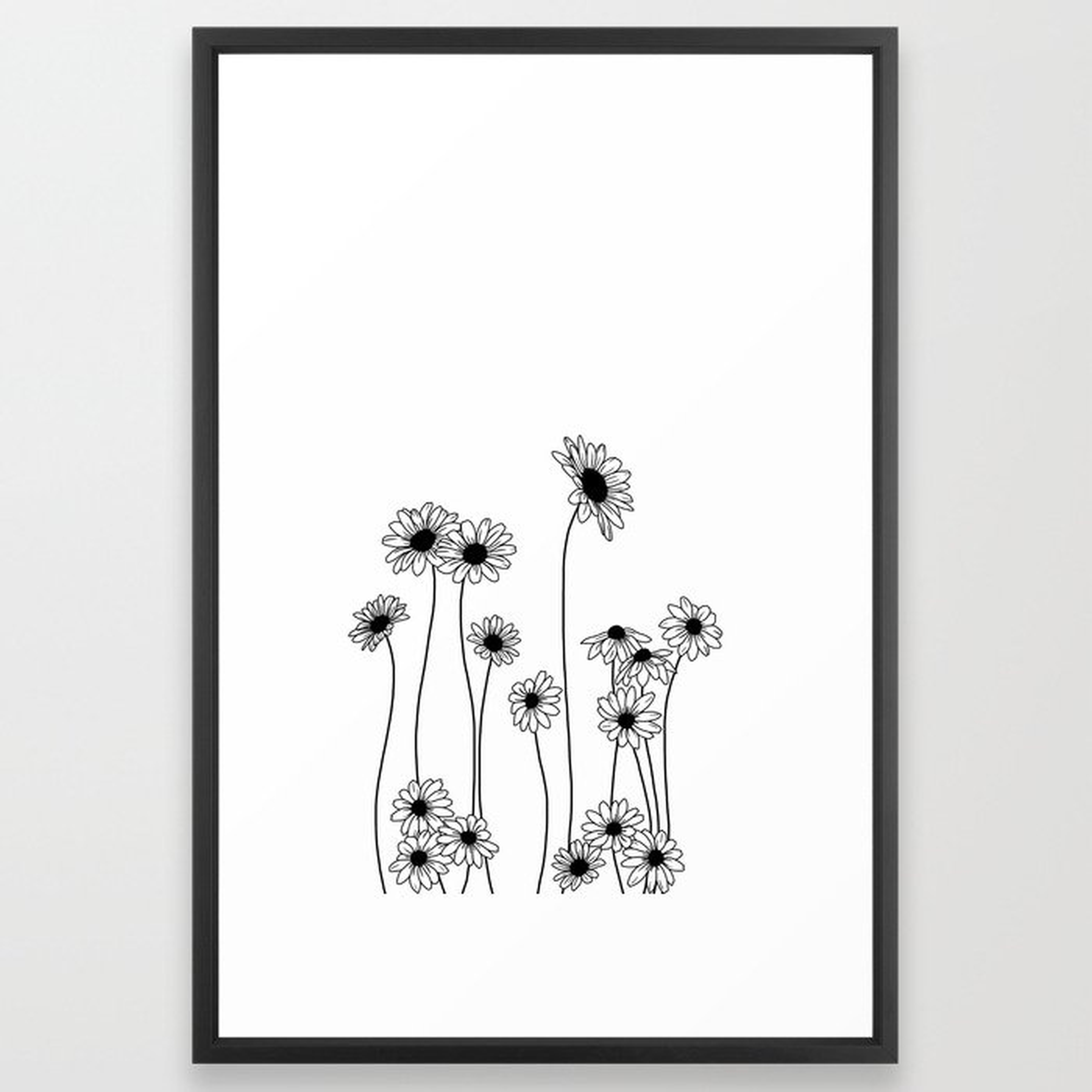 Minimal line drawing of daisy flowers Framed Art Print - Society6