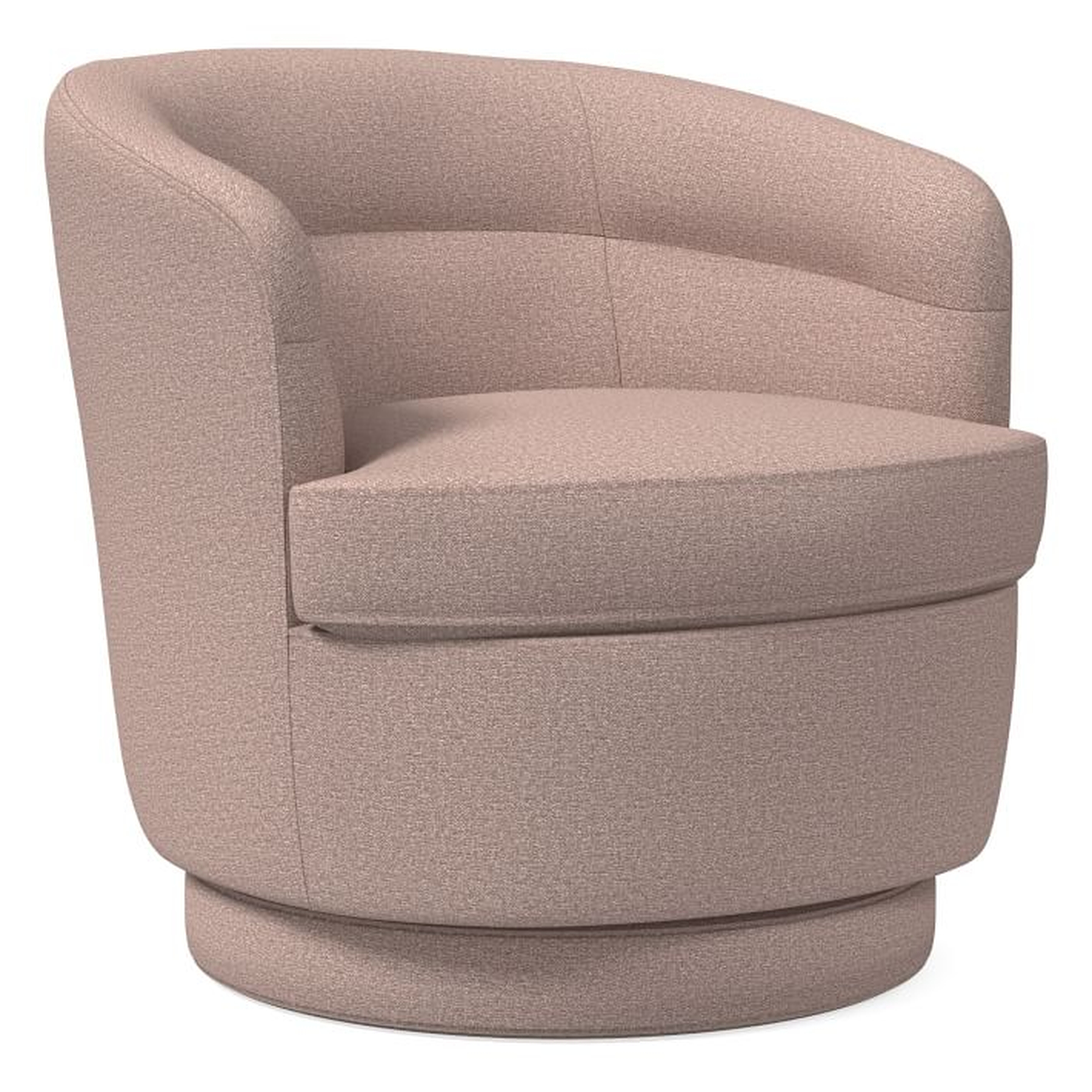 Viv Swivel Chair, Chenille Tweed, Rosette, Concealed Supports - West Elm