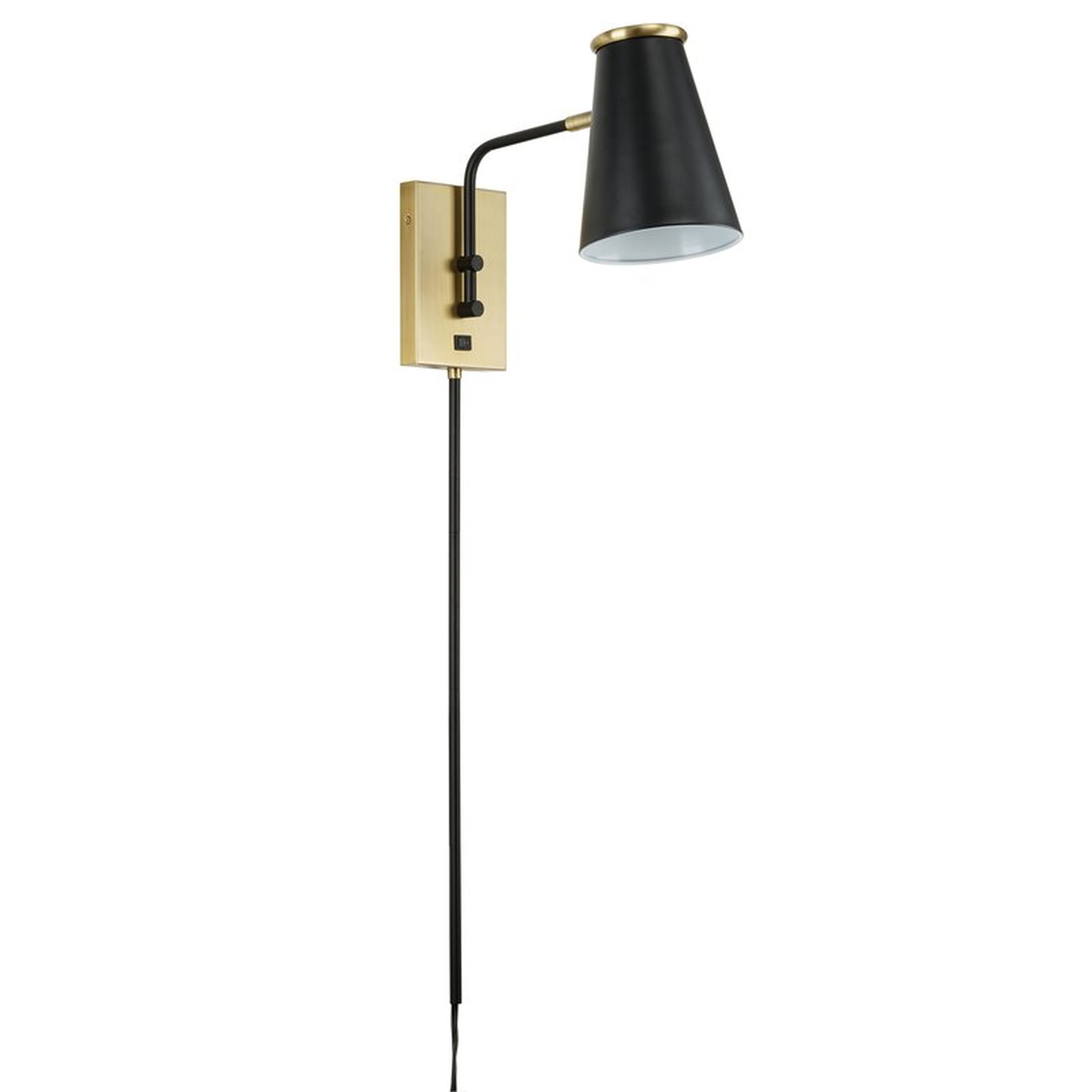 Bavaria 1 - Light Plug-In Matte Black/Antique Brass Armed Sconce - Wayfair
