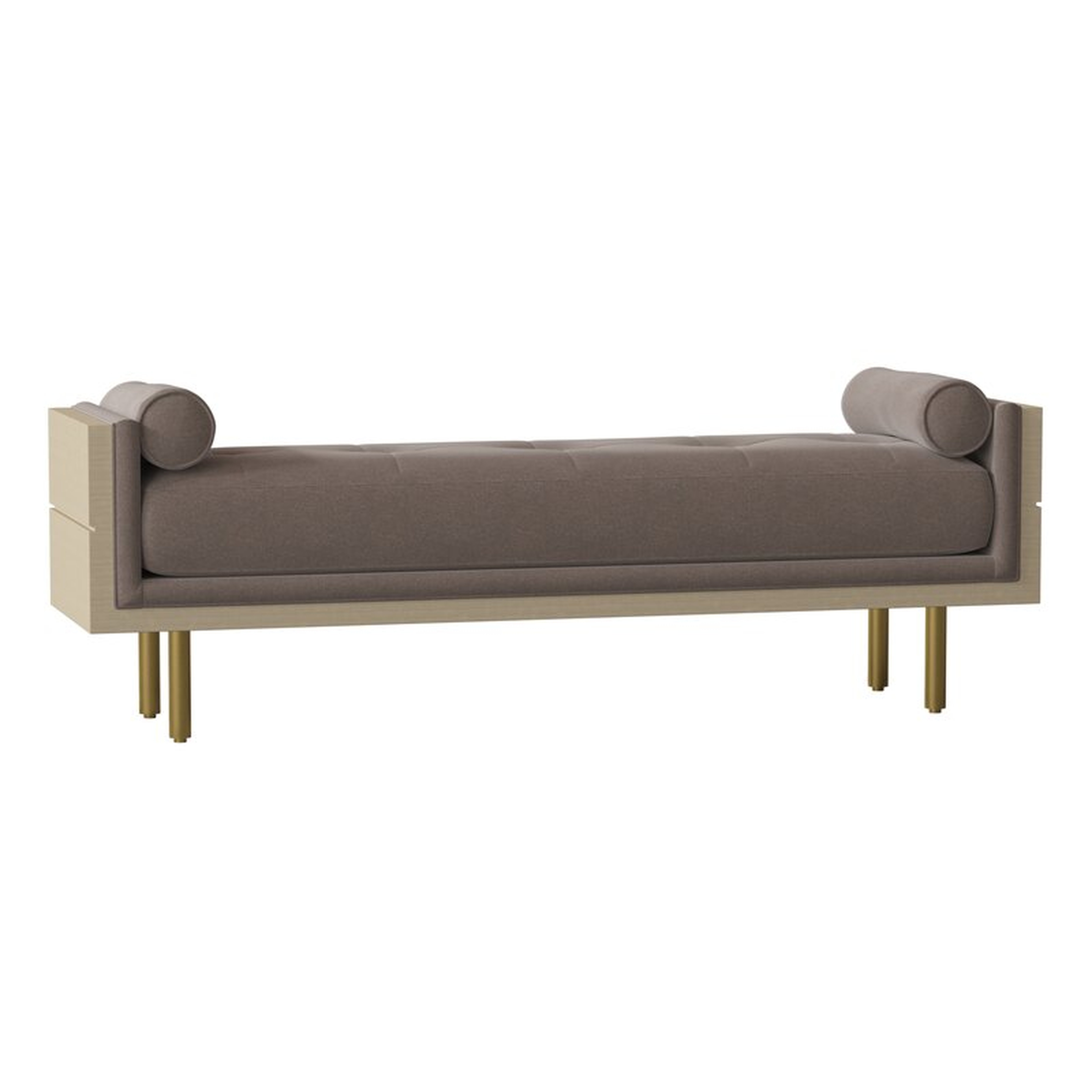 Maria Yee Maxwell Upholstered Bench Body Fabric: Fall Mist, Frame Color: Ash Dove, Leg Color: Antique Brass - Perigold