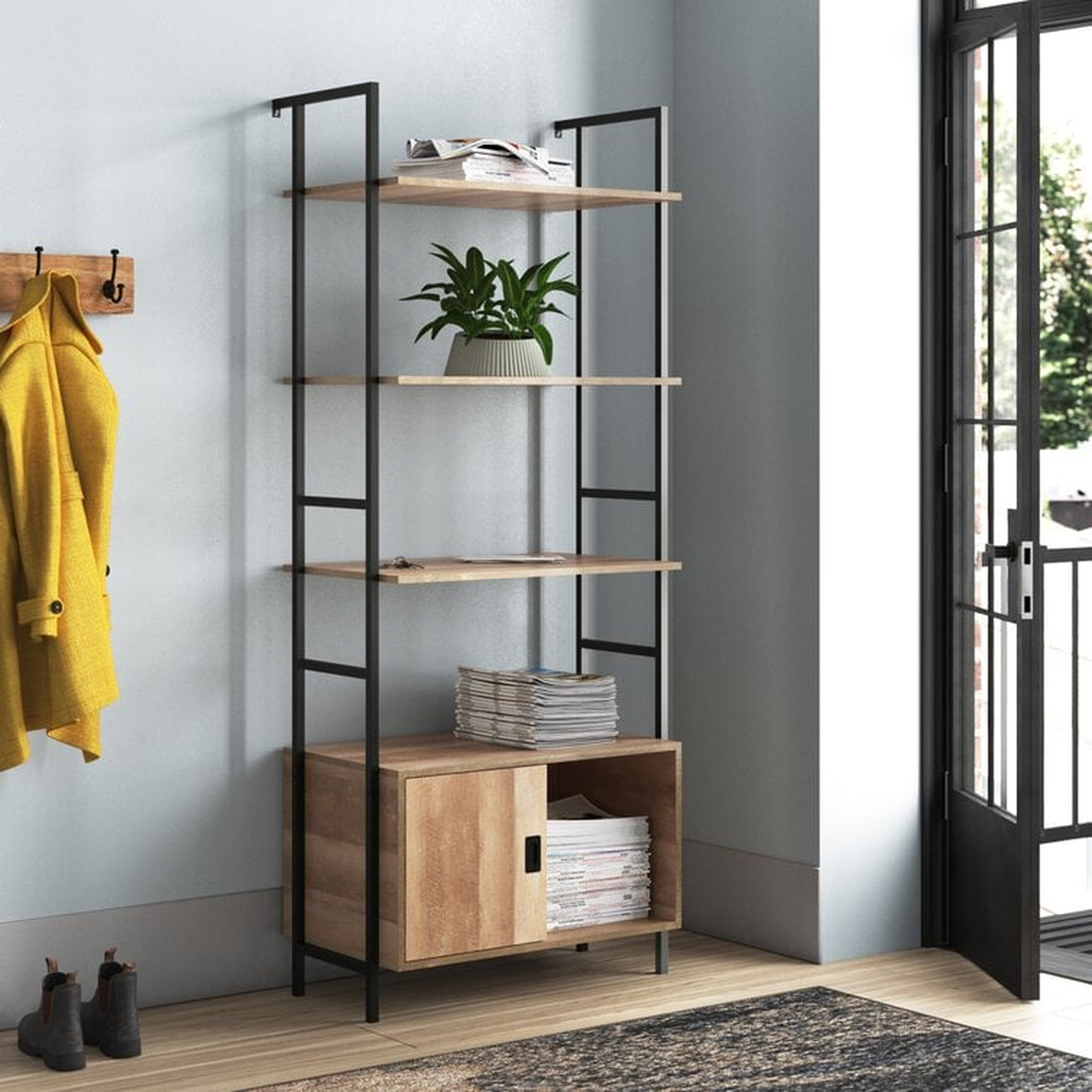 Light Oak Finish Cabinet Bookcase - Wayfair