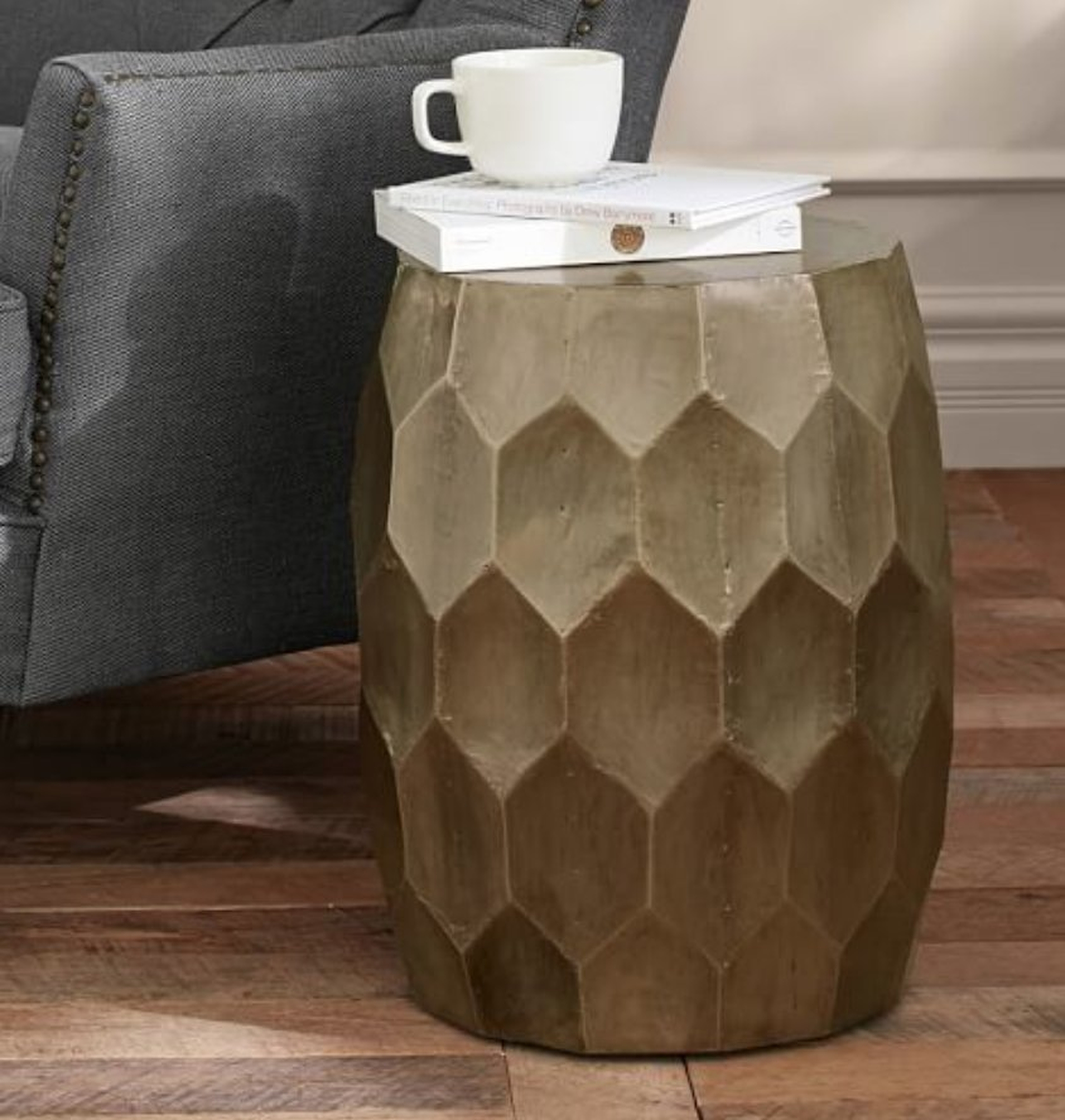 VINCE METAL-CLAD ACCENT STOOL - Pottery Barn