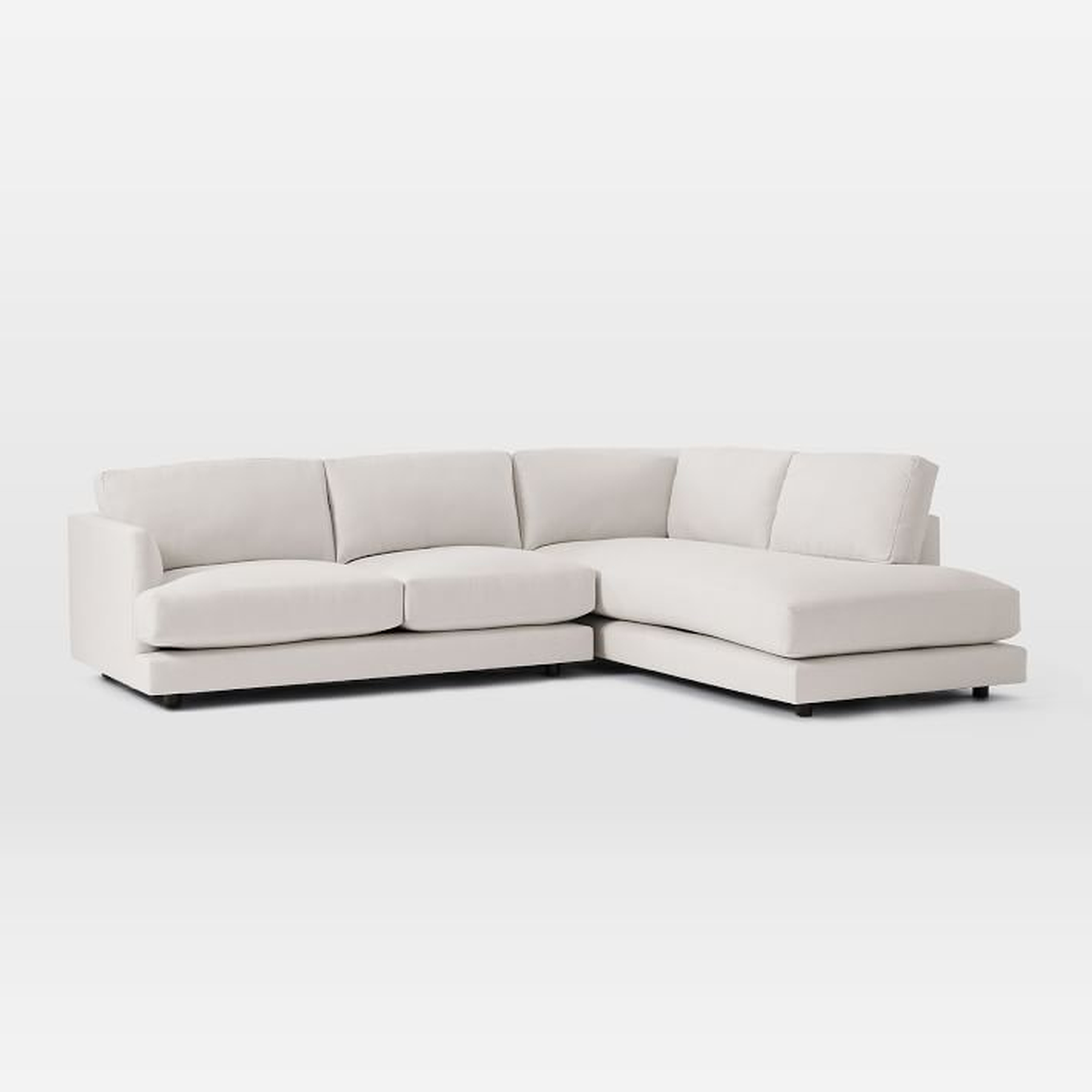 Haven Sectional Set 01: Left Arm Sofa, Right Arm Terminal Chaise, Poly, Eco Weave, Oyster- standard 40" - West Elm