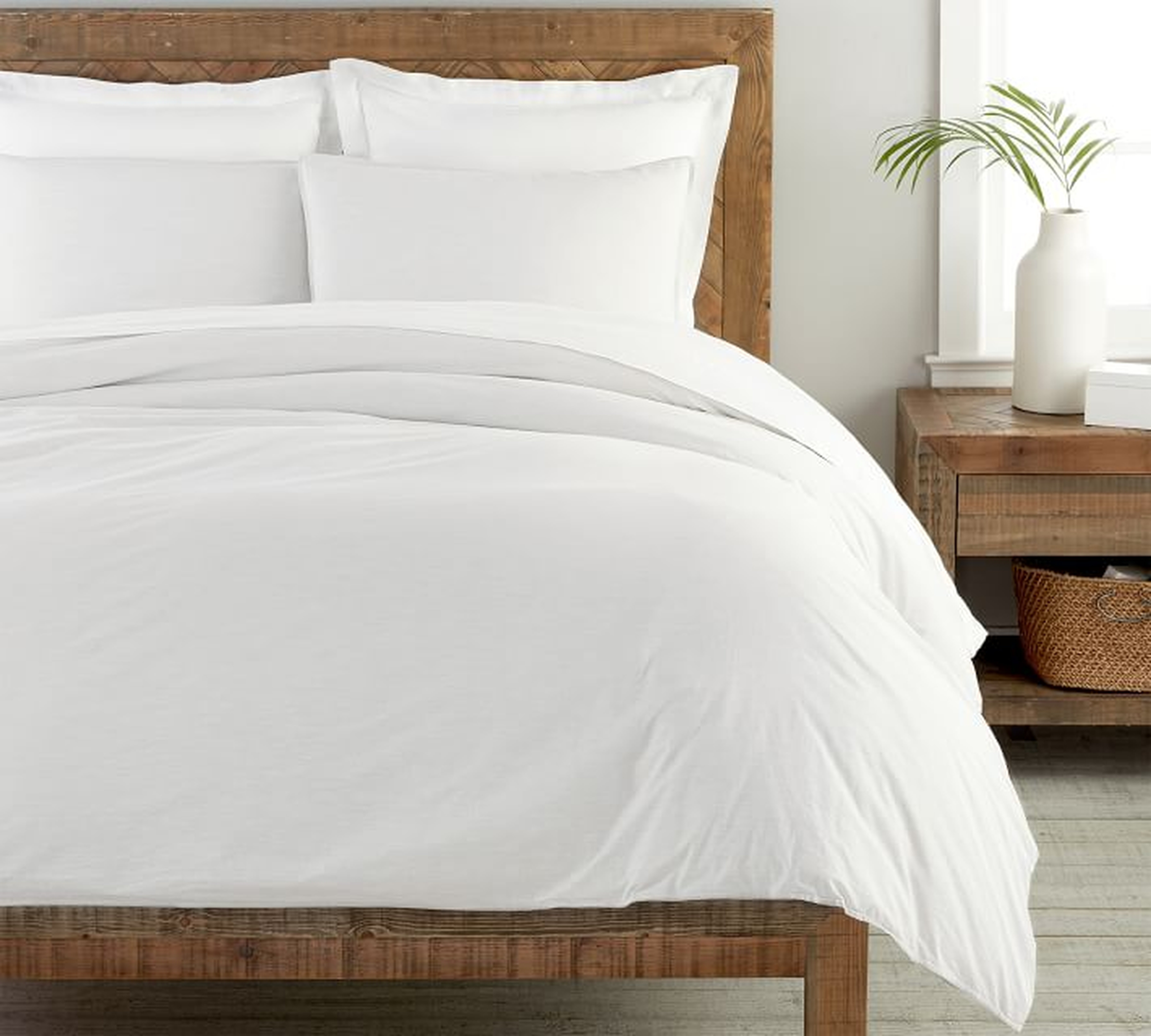 Soft Washed Organic Percale Duvet Cover, King/Cal. King, White - Pottery Barn