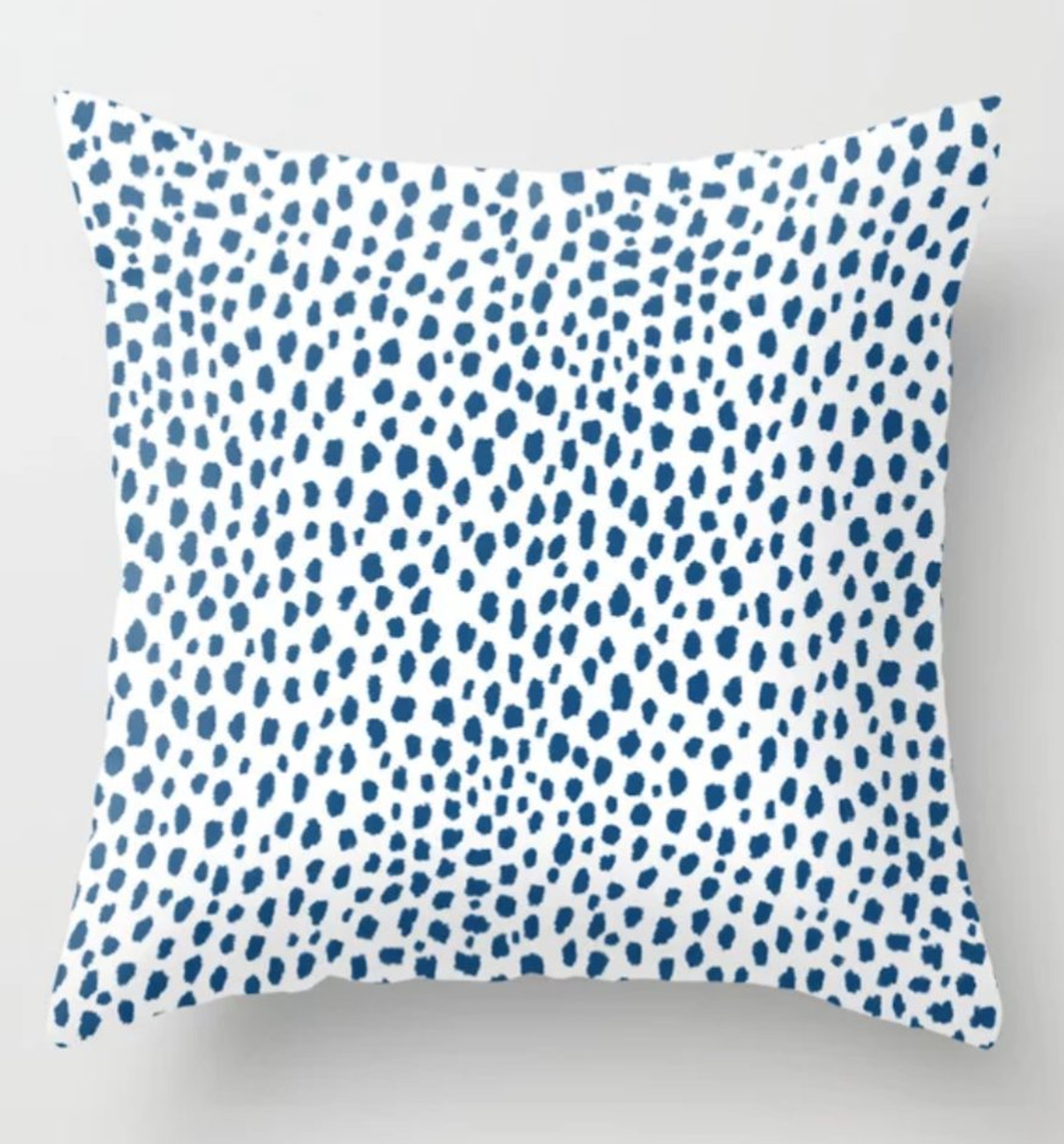 Handmade Polka Dot Paint Brush Pattern (Pantone Classic Blue and White) Throw Pillow - Society6