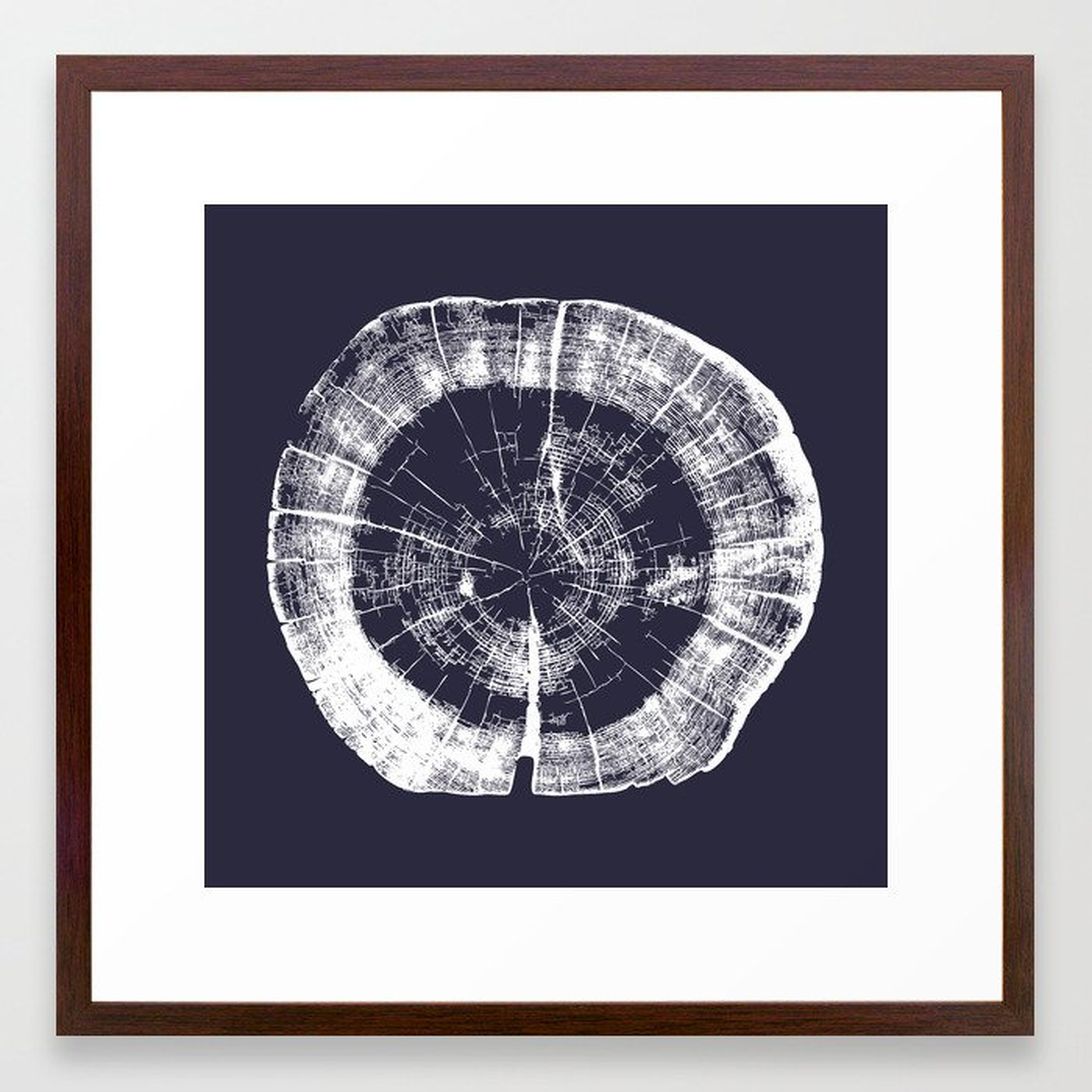 Framed Art Print - Tree Rings. Evening Blue. - Society6