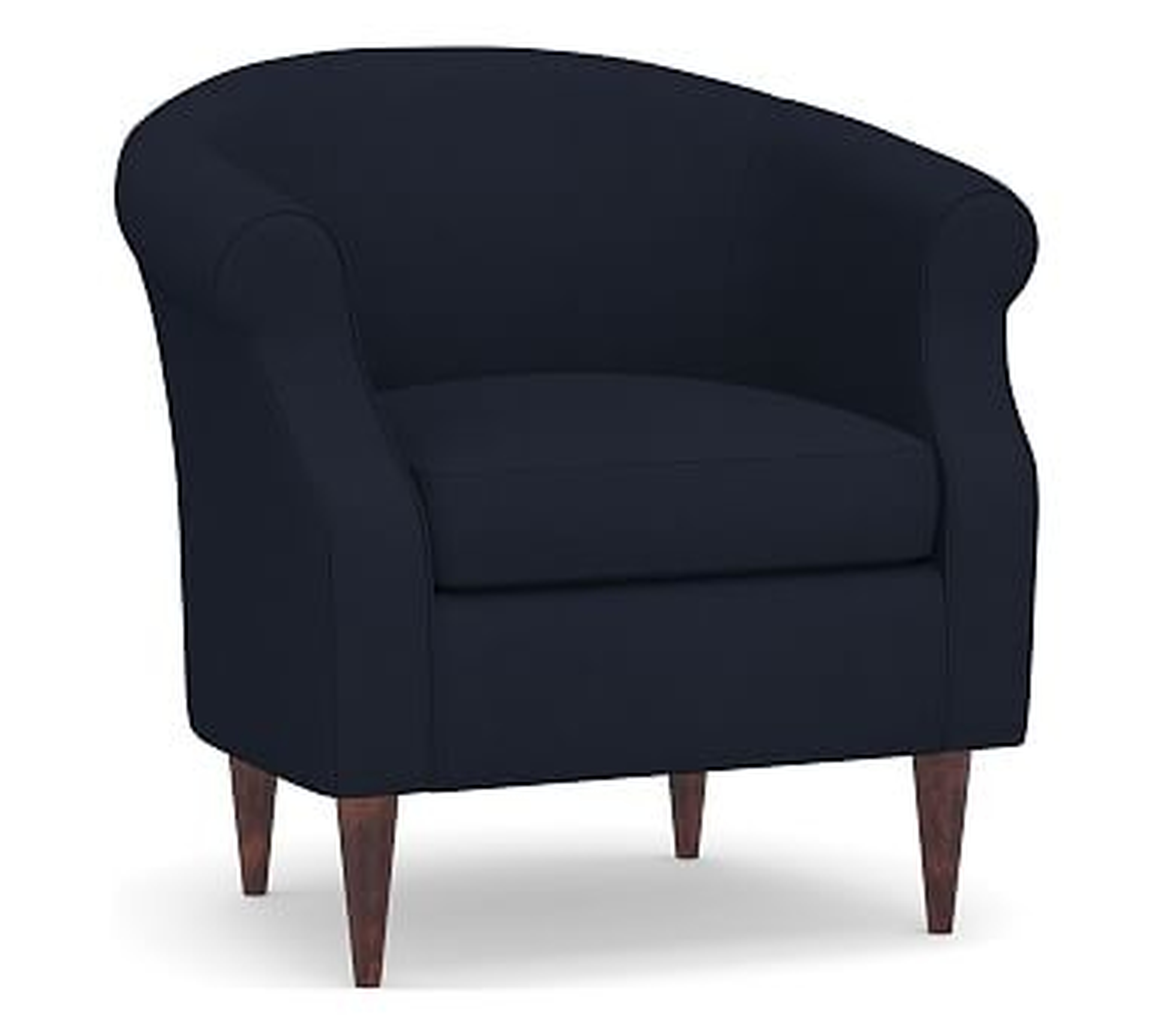 SoMa Lyndon Upholstered Armchair, Polyester Wrapped Cushions, Performance Twill Cadet Navy - Pottery Barn