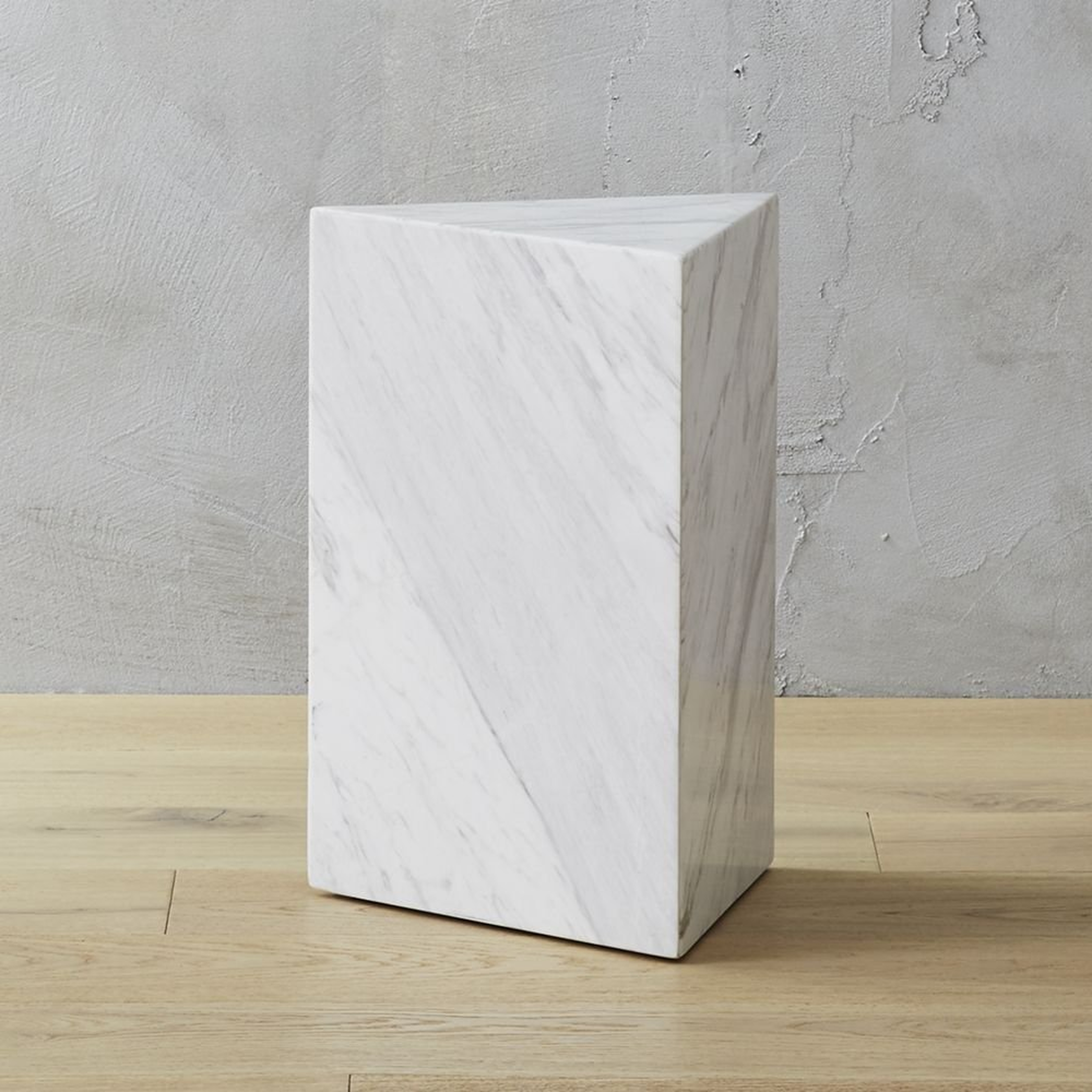 Tri White Marble Side Table - CB2