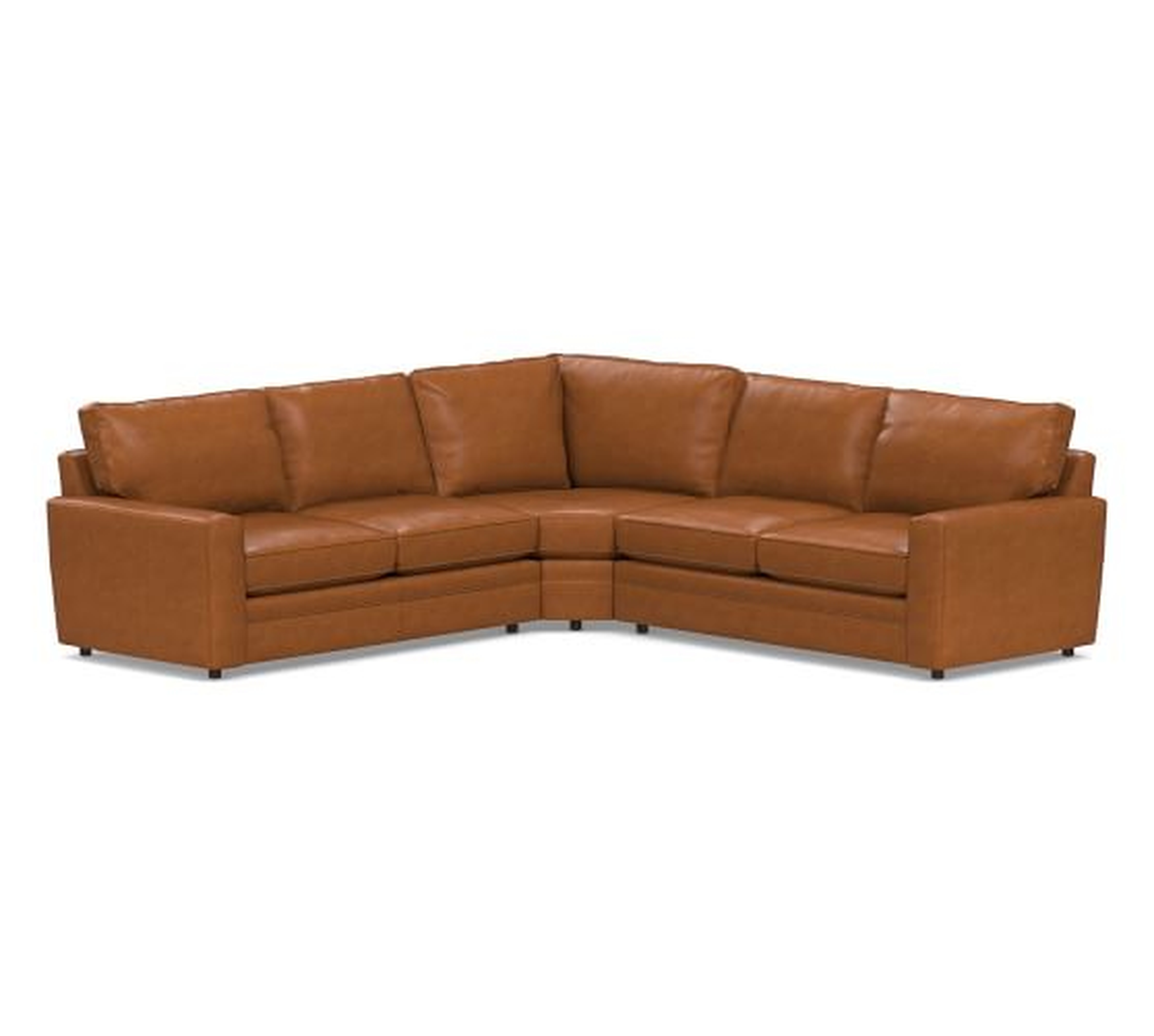 Pearce Square Arm Leather 3-Piece L-Shaped Wedge Sectional, Down Blend Wrapped Cushions, Leather Signature Maple - Pottery Barn