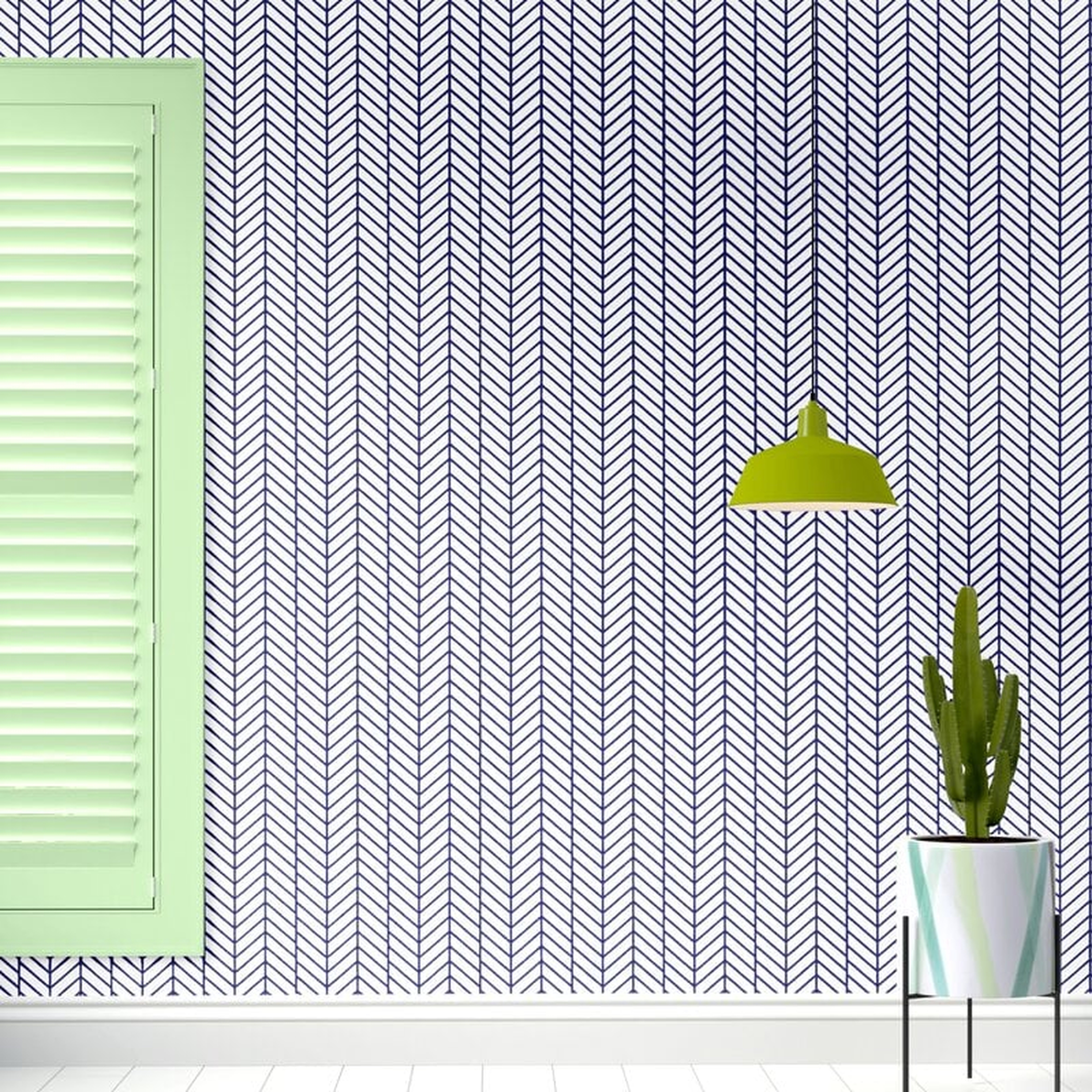Nevaeh Herringbone Line Matte Peel and Stick Wallpaper Panel - Wayfair