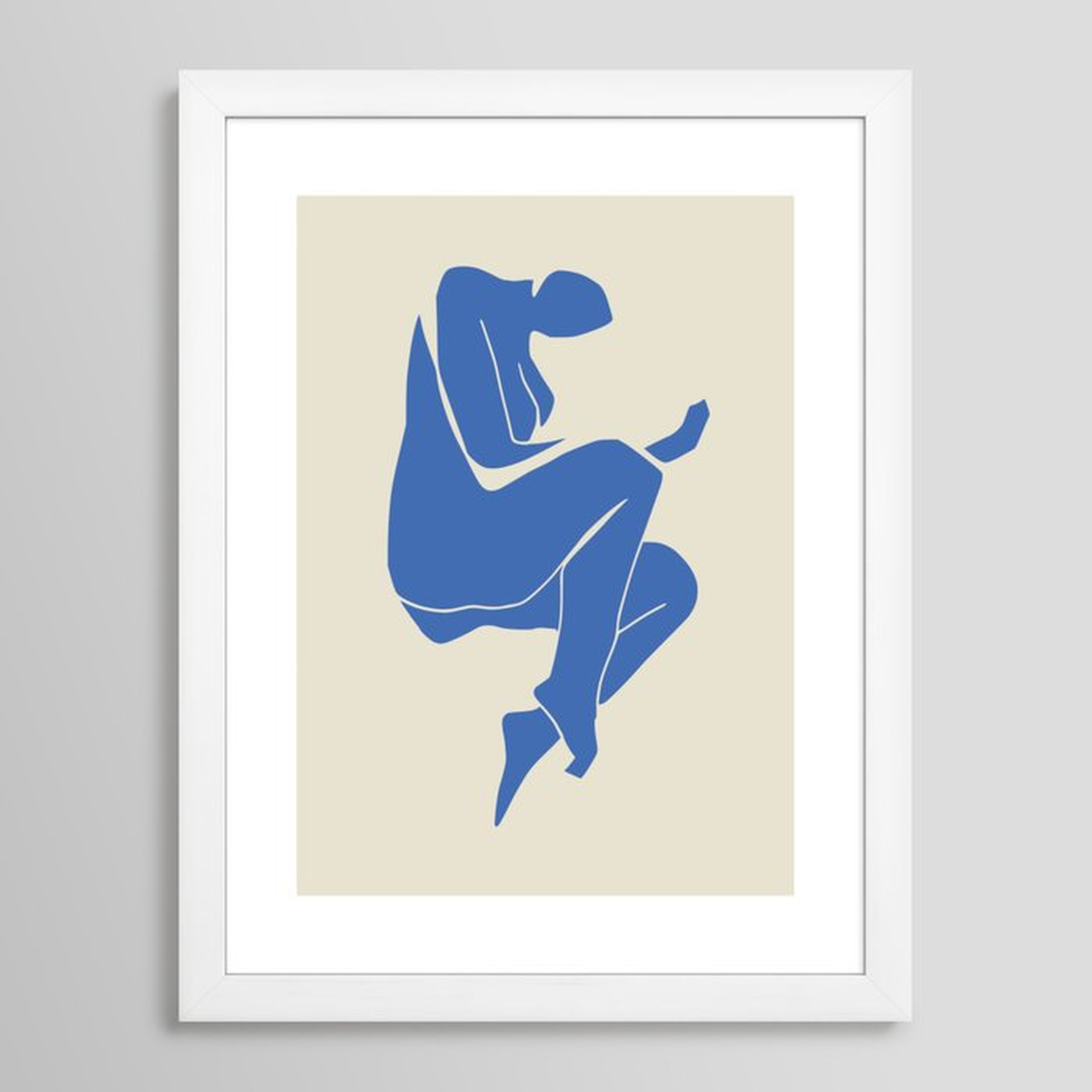 Sleeping nude blue cut out Framed Art Print - Society6