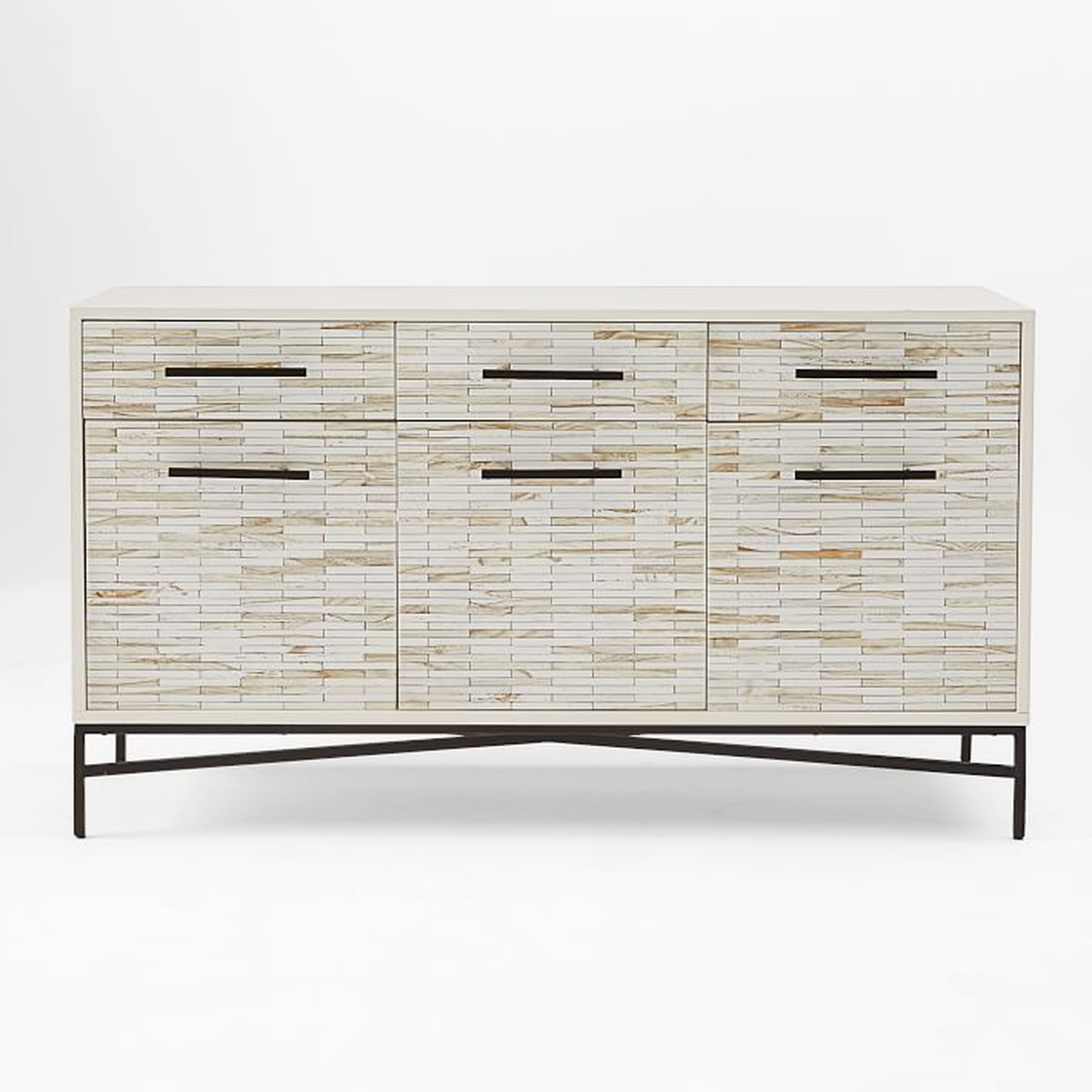 Tiled Buffet/Media Console, White + White Wash - West Elm