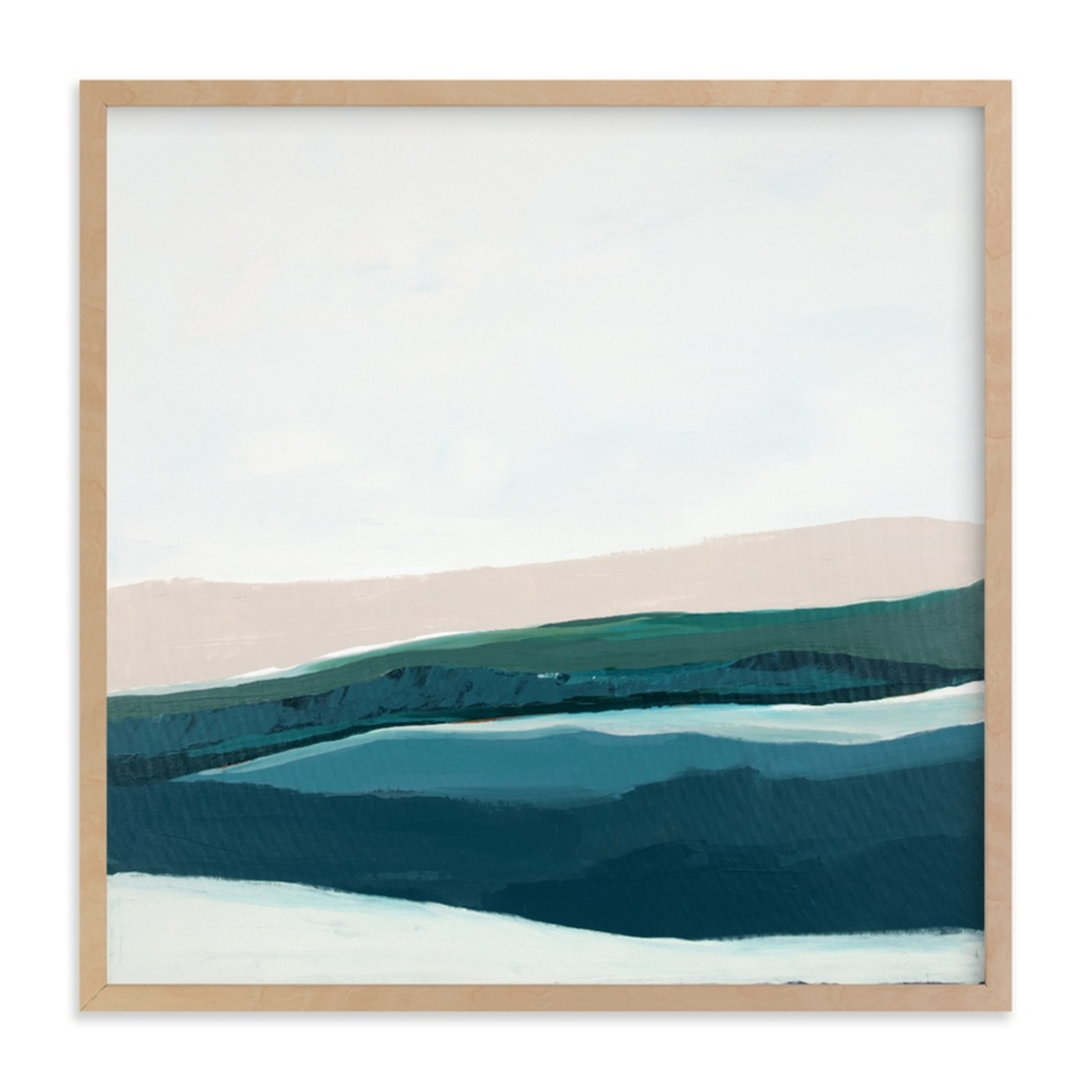 Seascape at Dusk /  16" X 16" Natural Raw Wood Frame - Minted