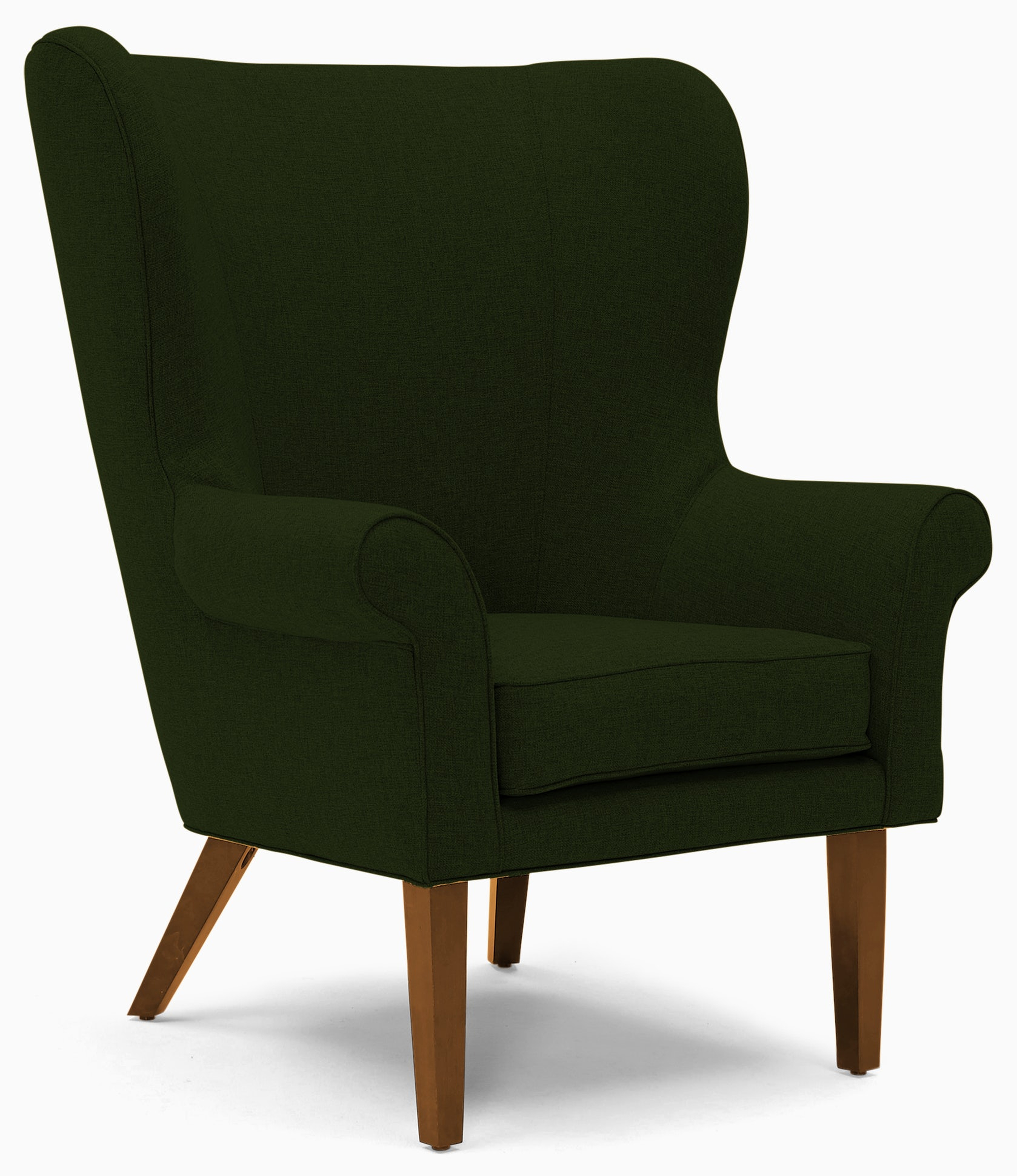 Ellsworth Mid Century Modern Wing Chair - Royale Forest - Mocha - Joybird
