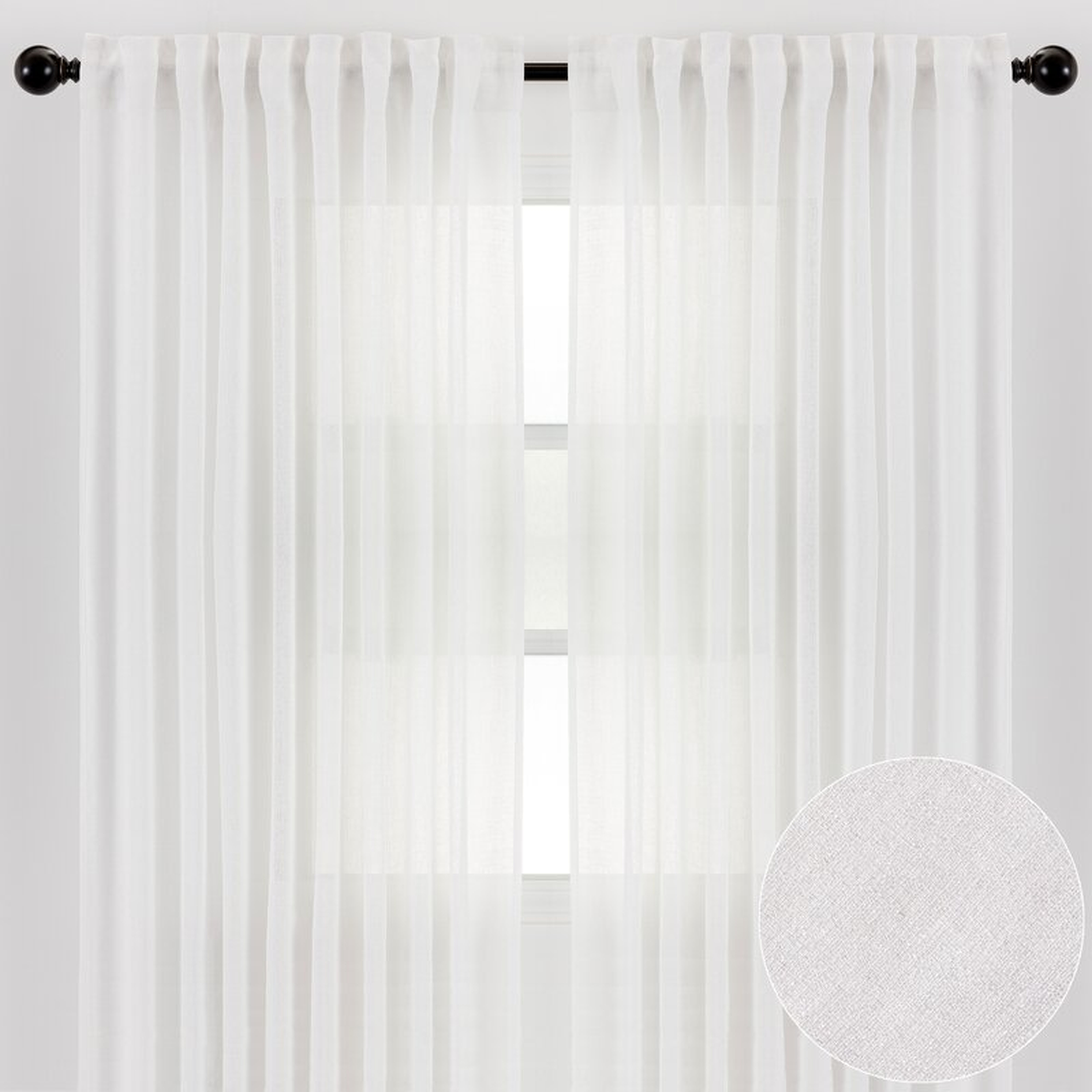 Moller Flax Textured Solid Semi-Sheer Rod Pocket Curtain Panels (Set of 2) - Wayfair