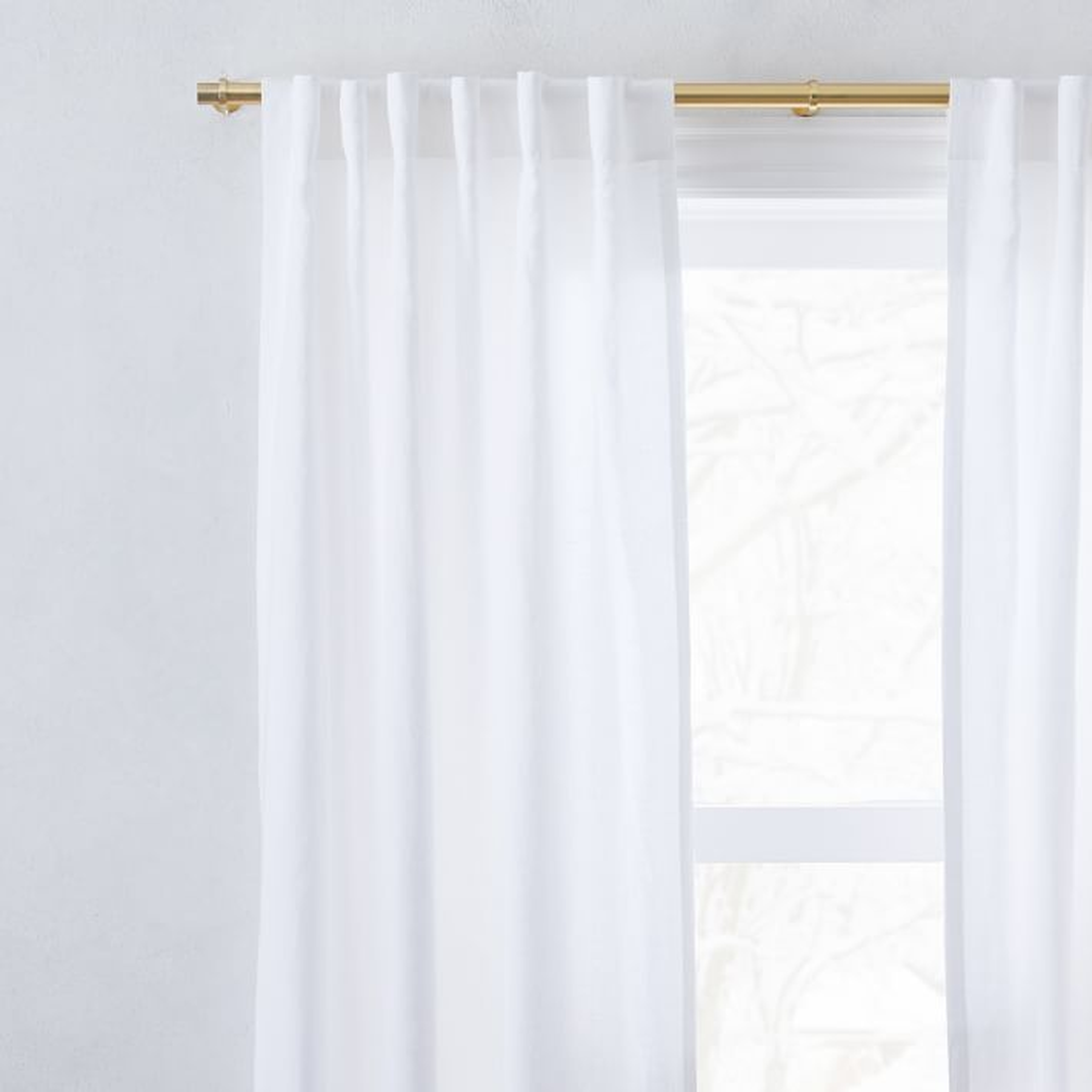 Belgian Flax Linen Curtain - White, Blackout lining Set of 2 - 96" - West Elm