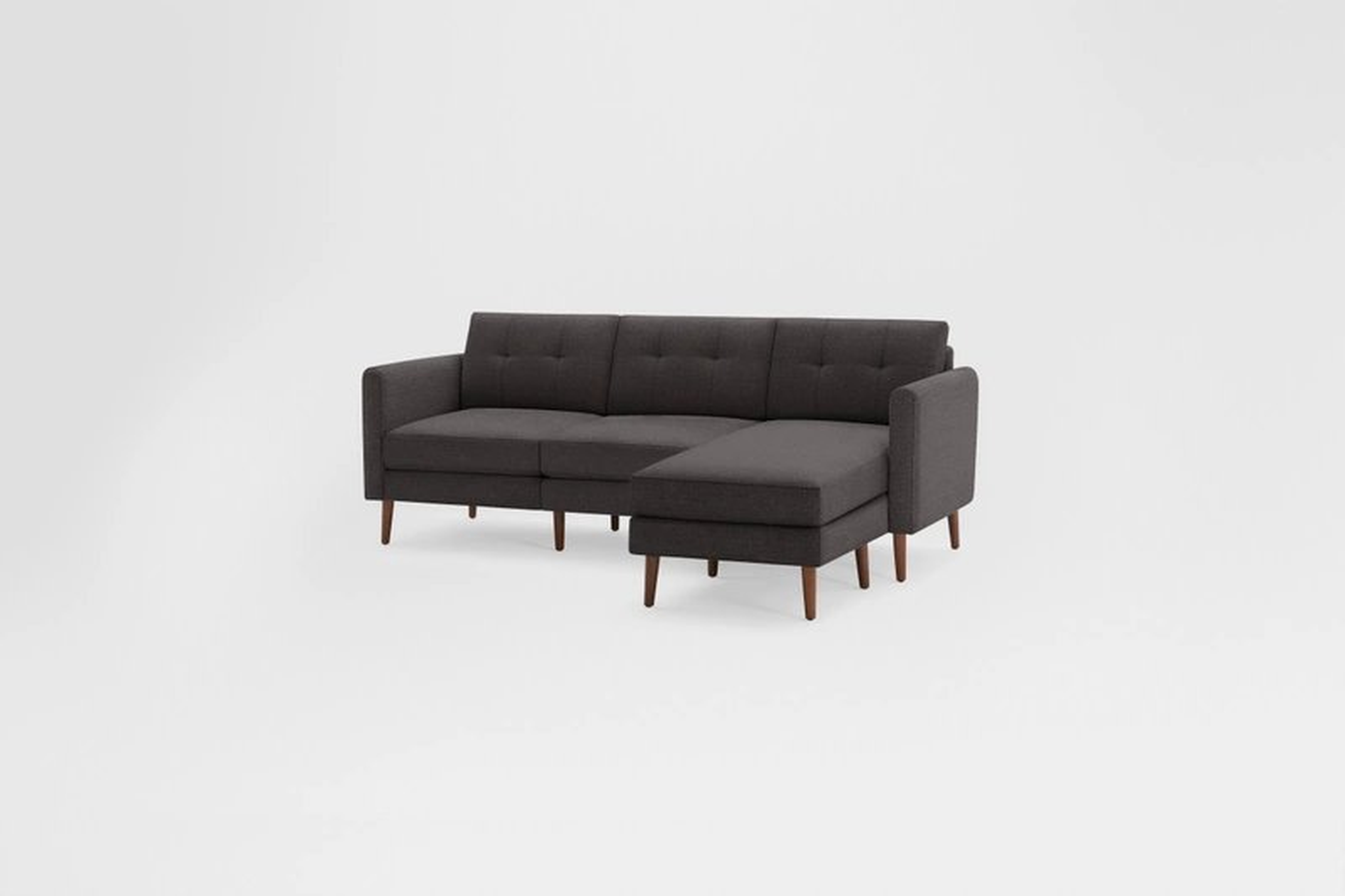 Nomad Sofa Sectional - charcoal - dark wood legs - high arms - Burrow