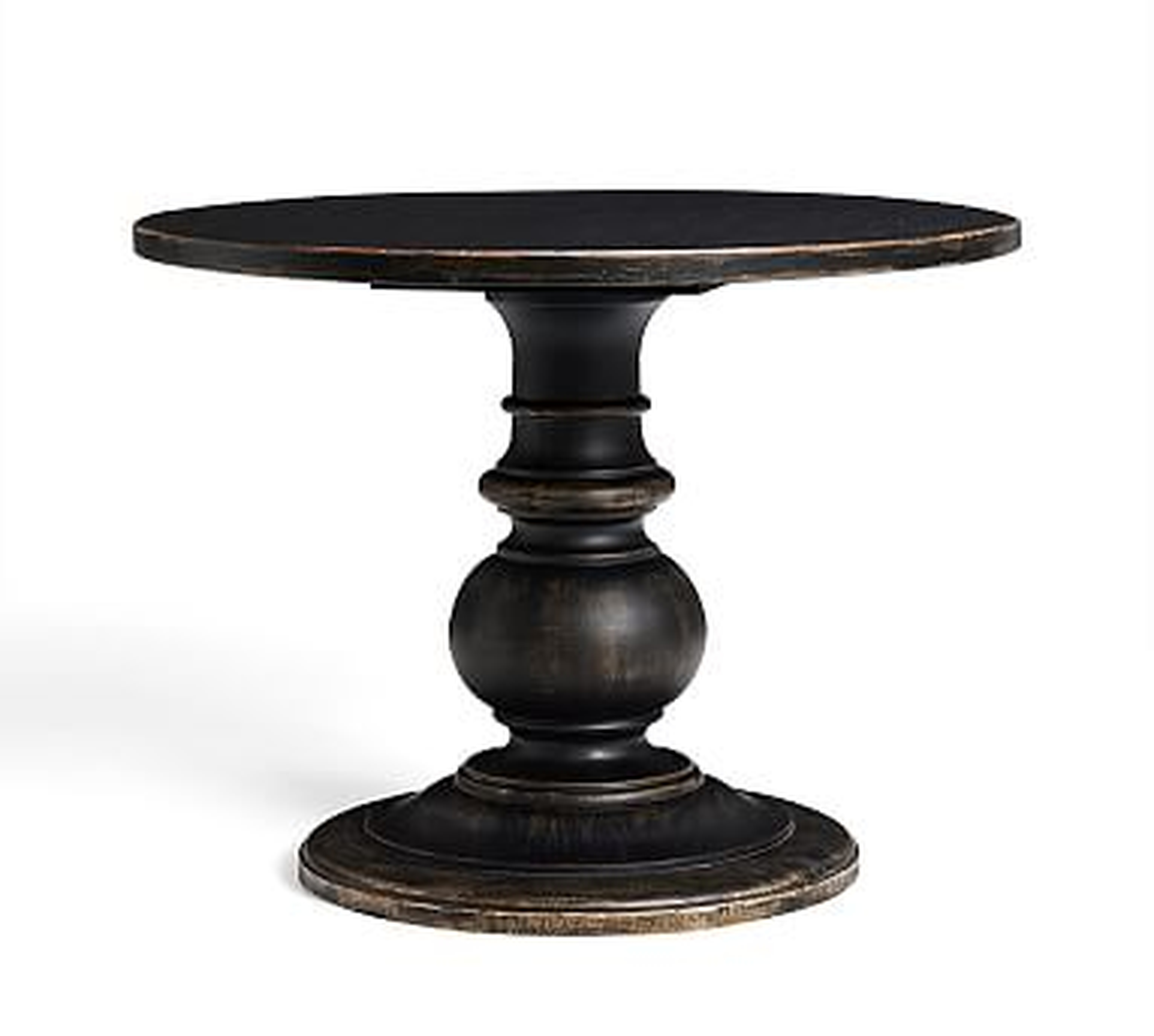 Dawson Wood Large Pedestal Table, Weathered Black - Pottery Barn